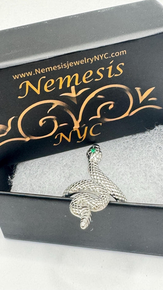 Vintage Gothic 18k White Gold Finish Stainless Steel Snake Ring