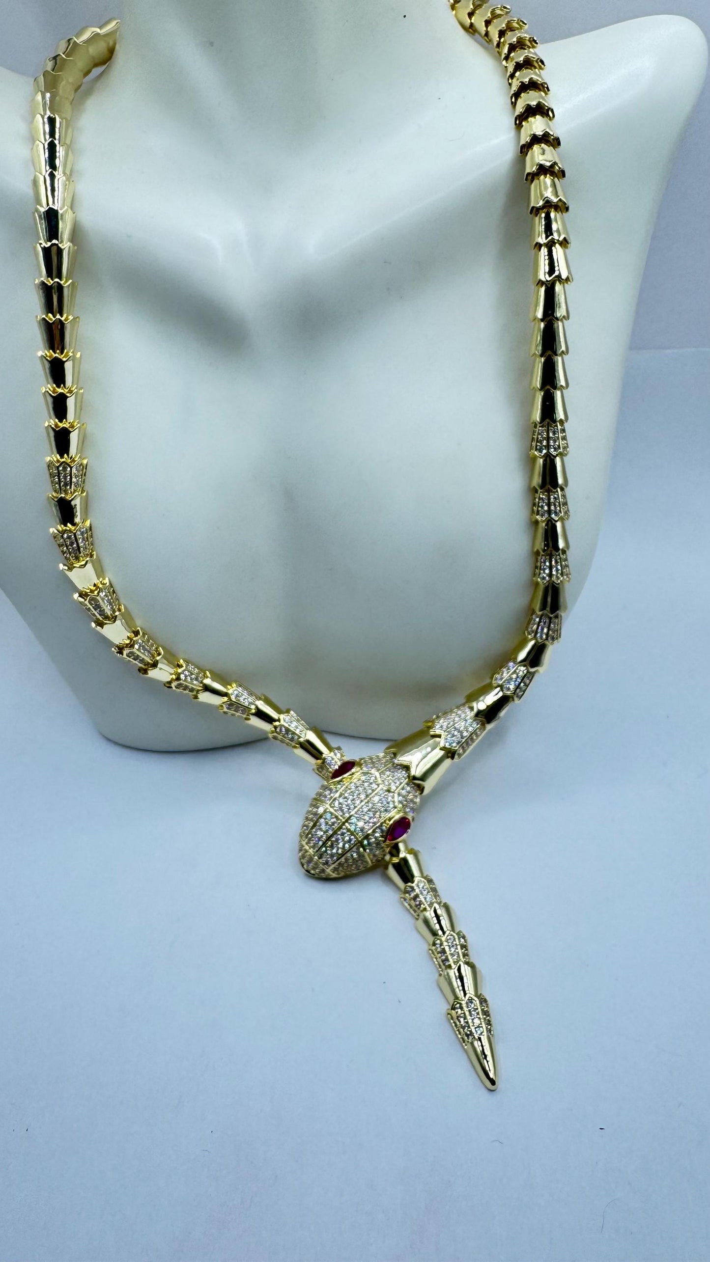 Vintage Golden Bronze Snake Choker Necklace