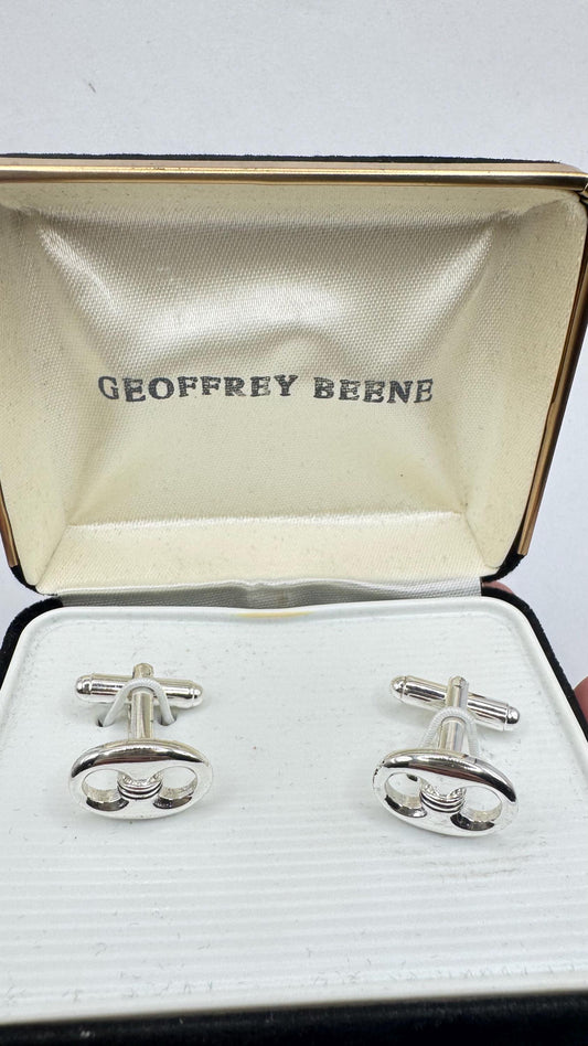 Vintage Boxed Geoffrey Beene Silver Cuff Links