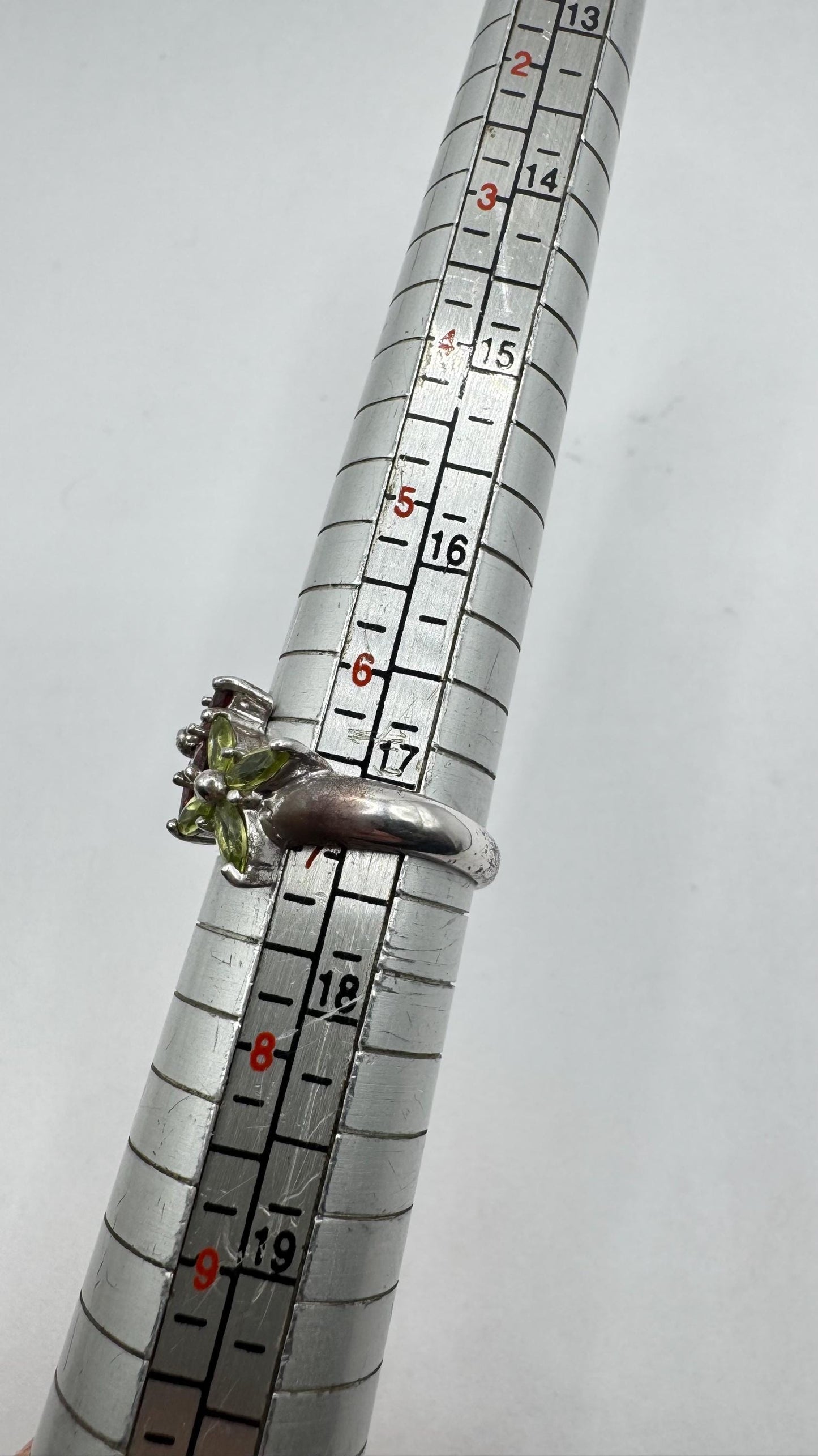 Vintage Mixed Genuine Gemstones 925 Sterling Silver Band Ring