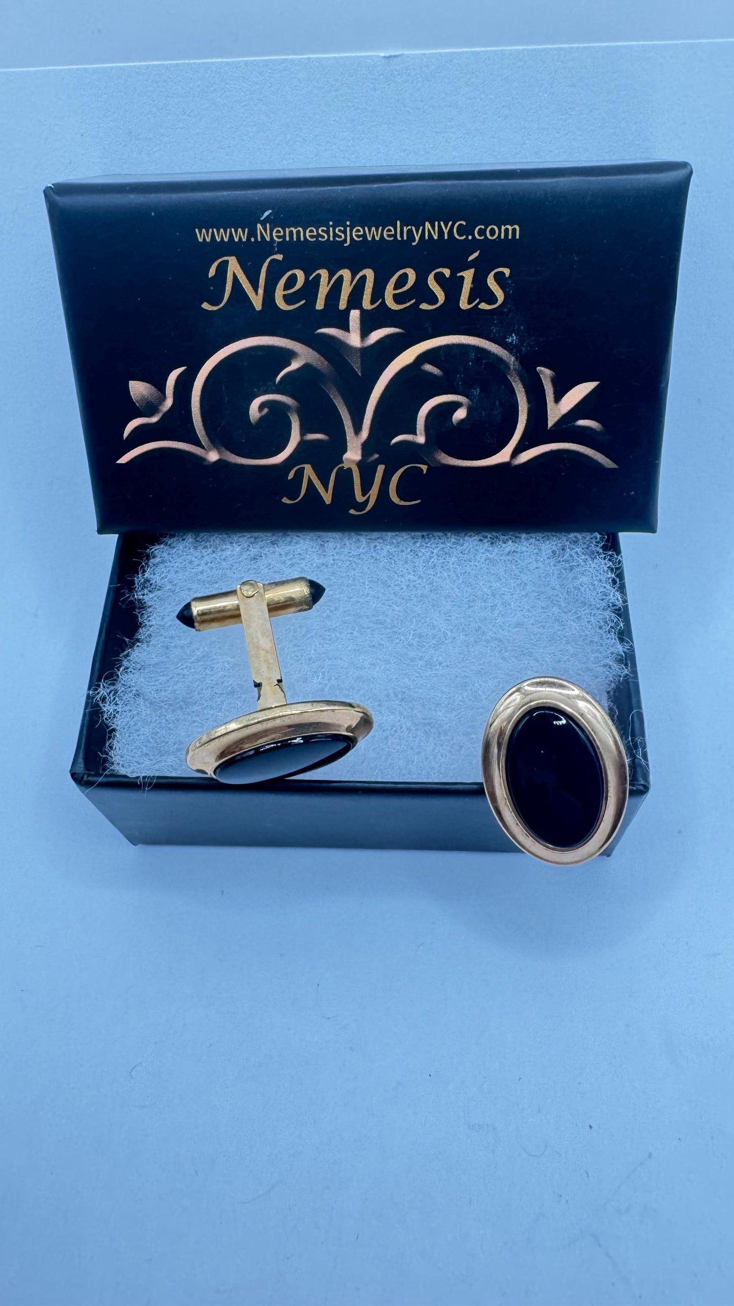 Vintage Black Onyx Gold Filled Cuff Links