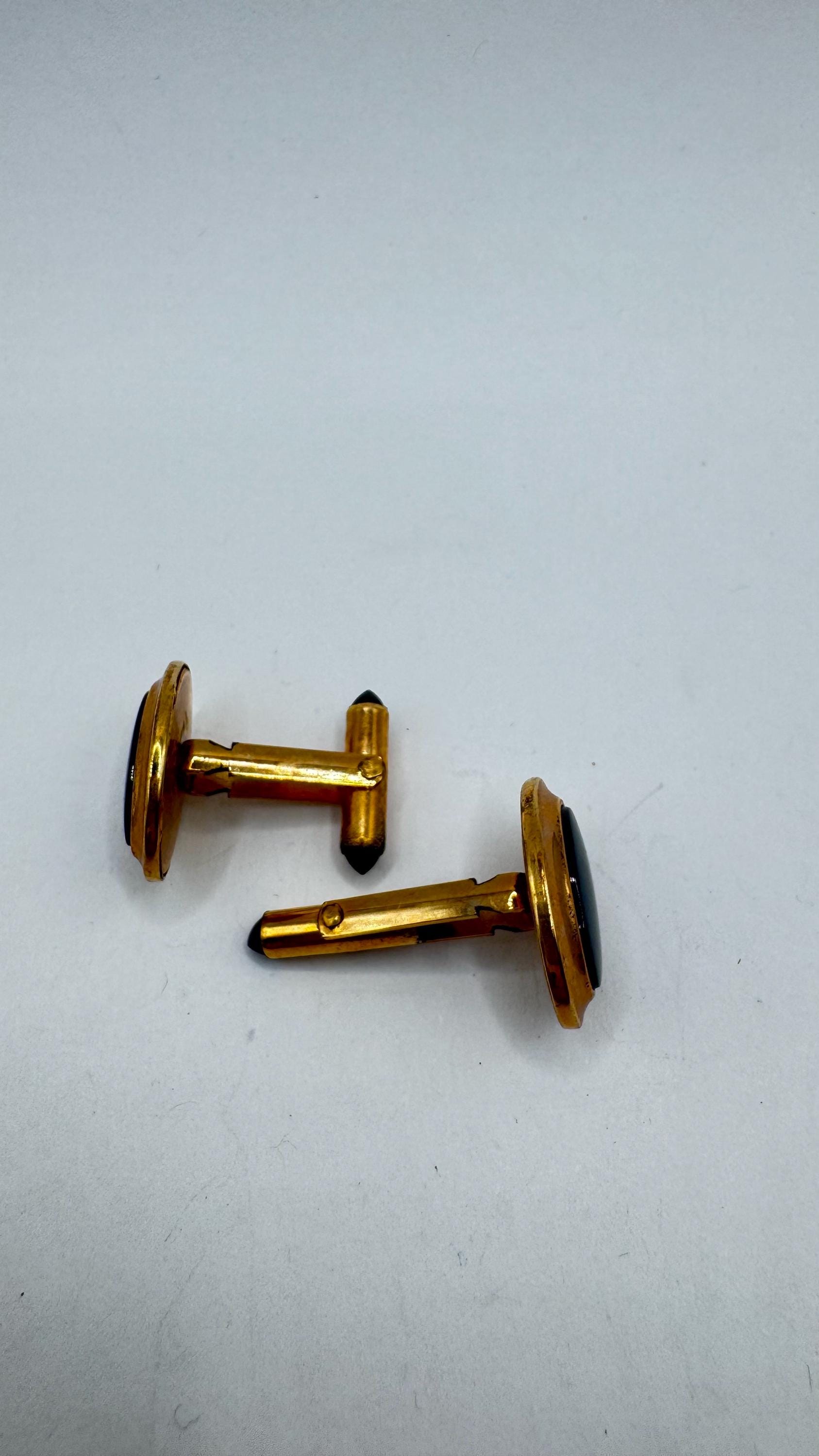 Vintage Black Onyx Gold Filled Cuff Links