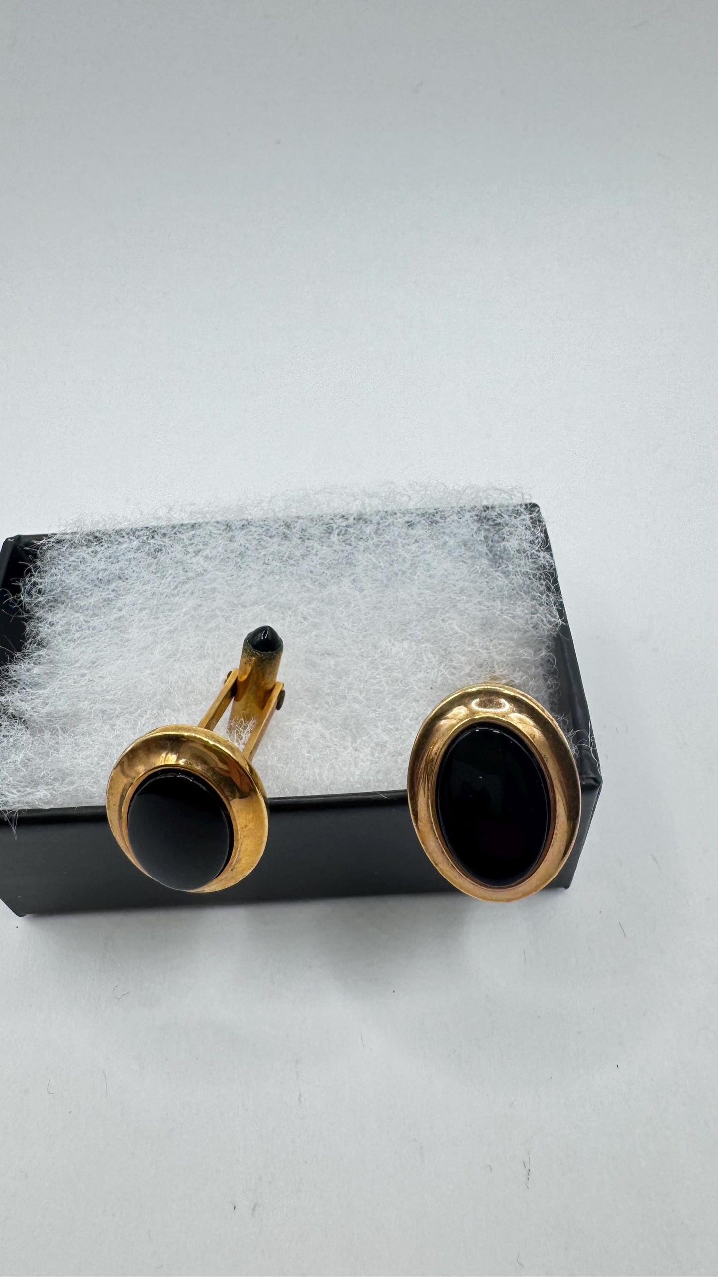 Vintage Black Onyx Gold Filled Cuff Links