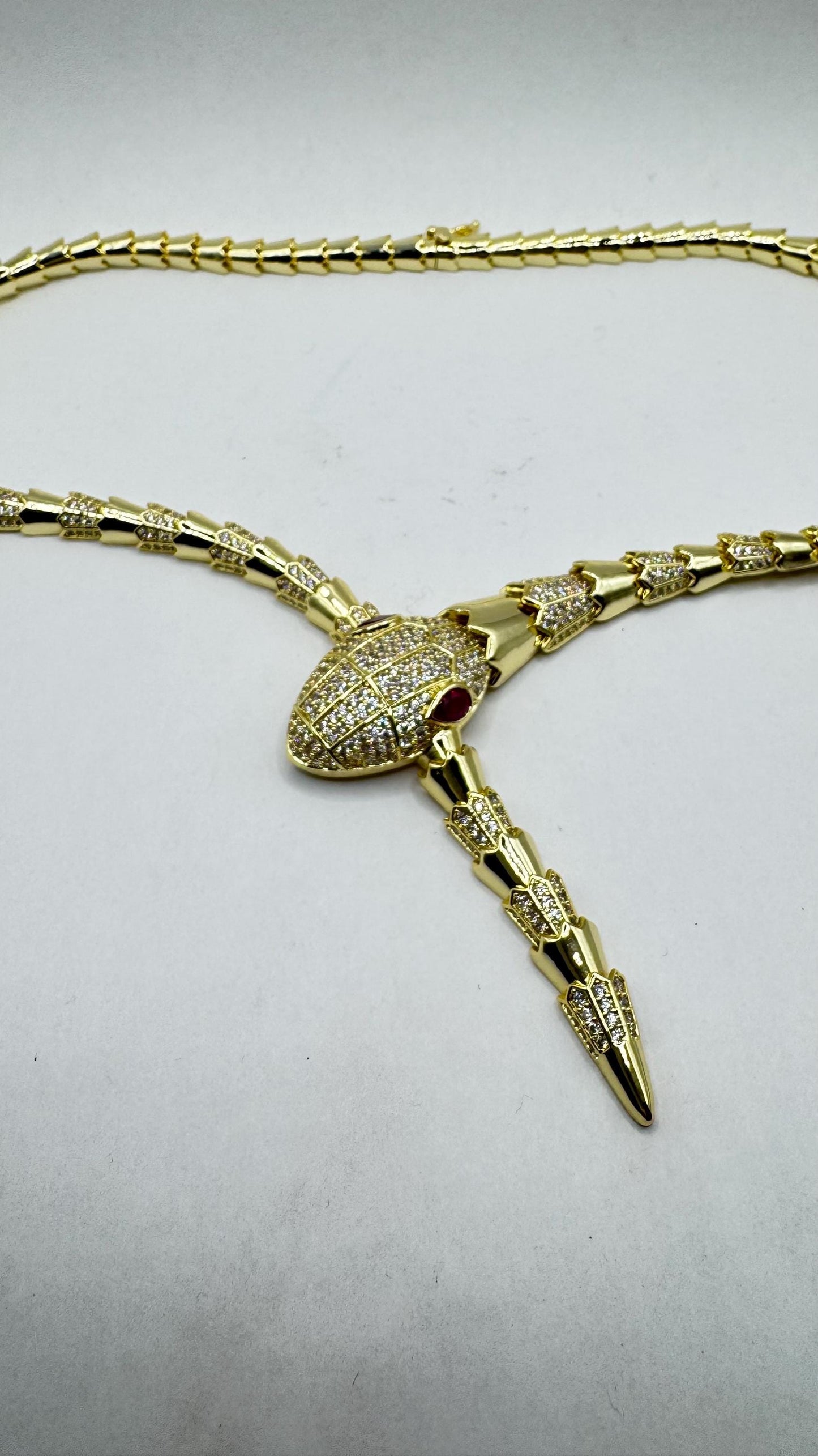 Vintage Golden Bronze Snake Choker Necklace