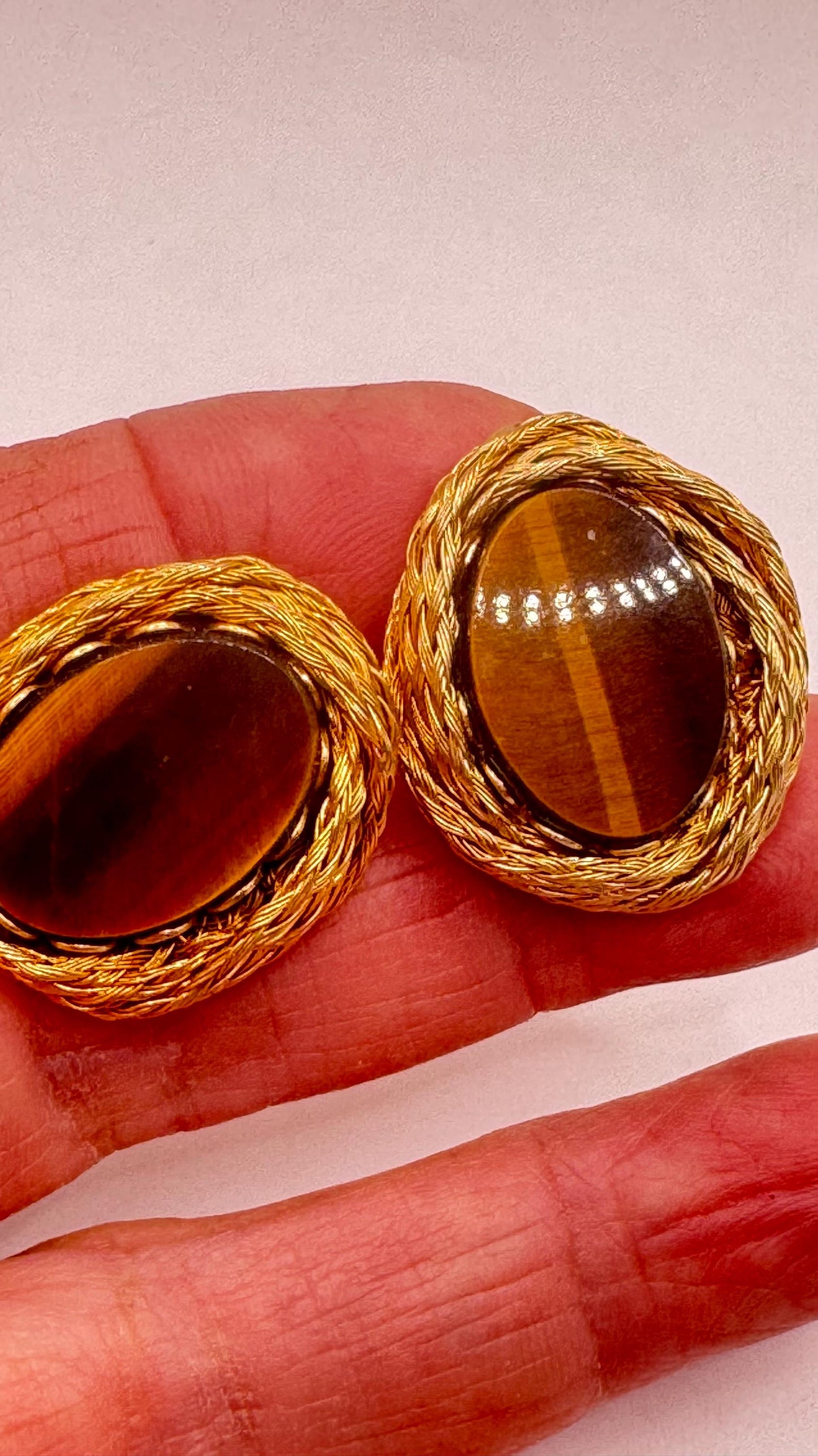 Vintage deco, gold tigers eye cufflinks Cuff Links