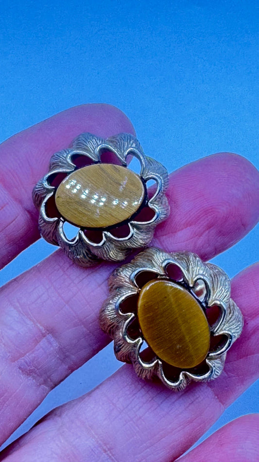 Vintage deco, gold tigers eye cufflinks Cuff Links