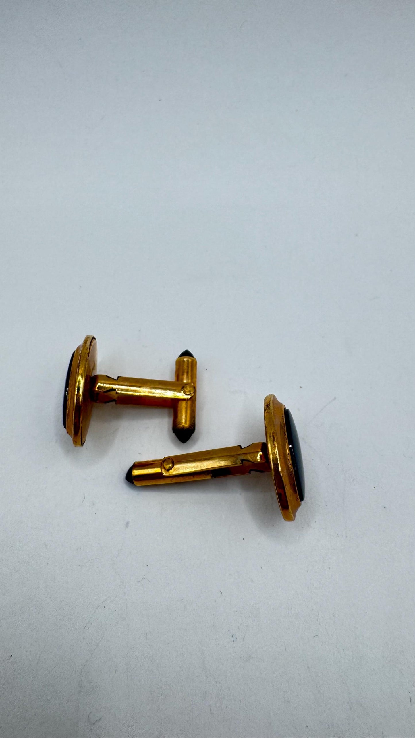 Vintage Black Onyx Gold Filled Cuff Links