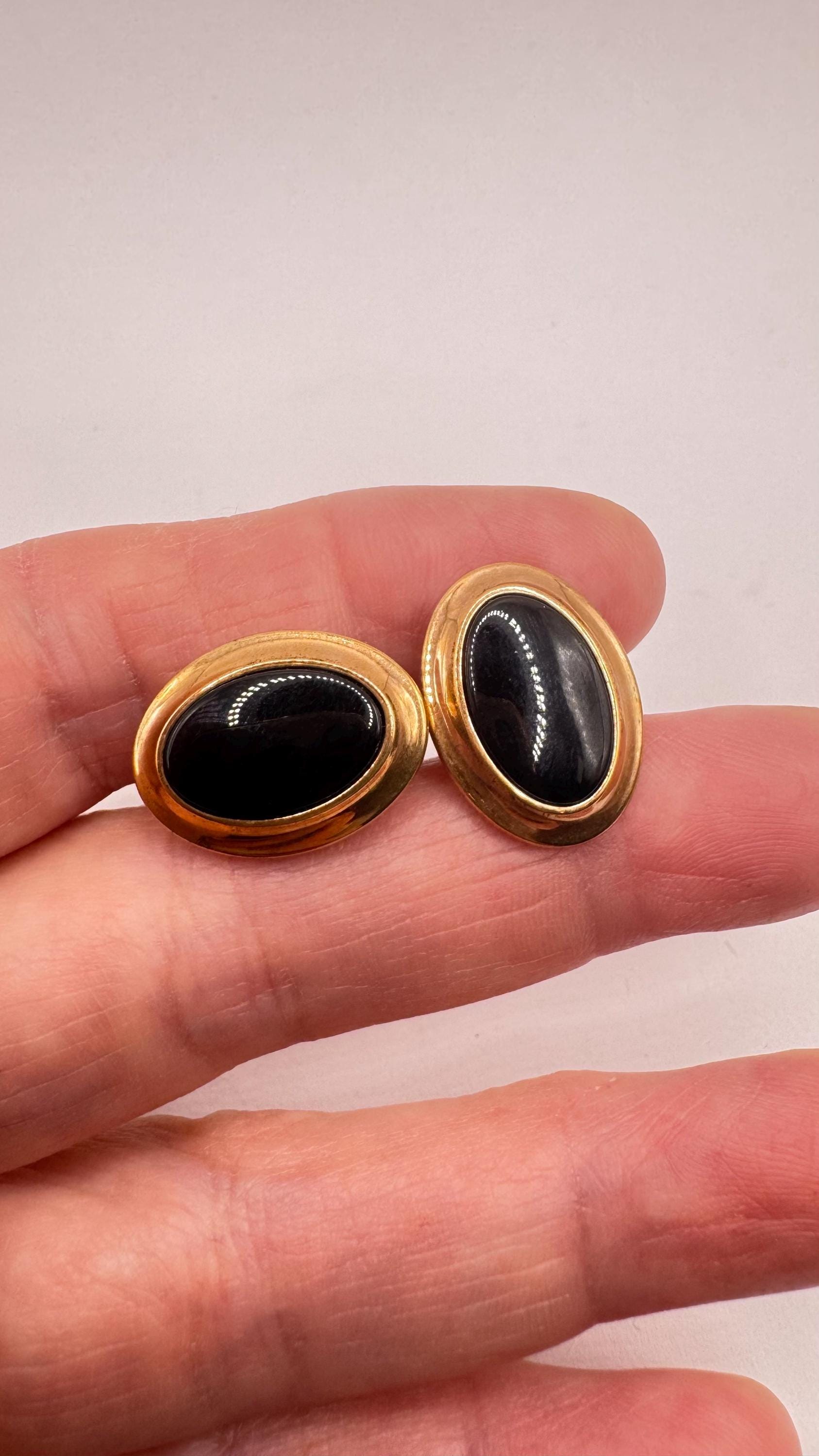 Vintage Black Onyx Gold Filled Cuff Links