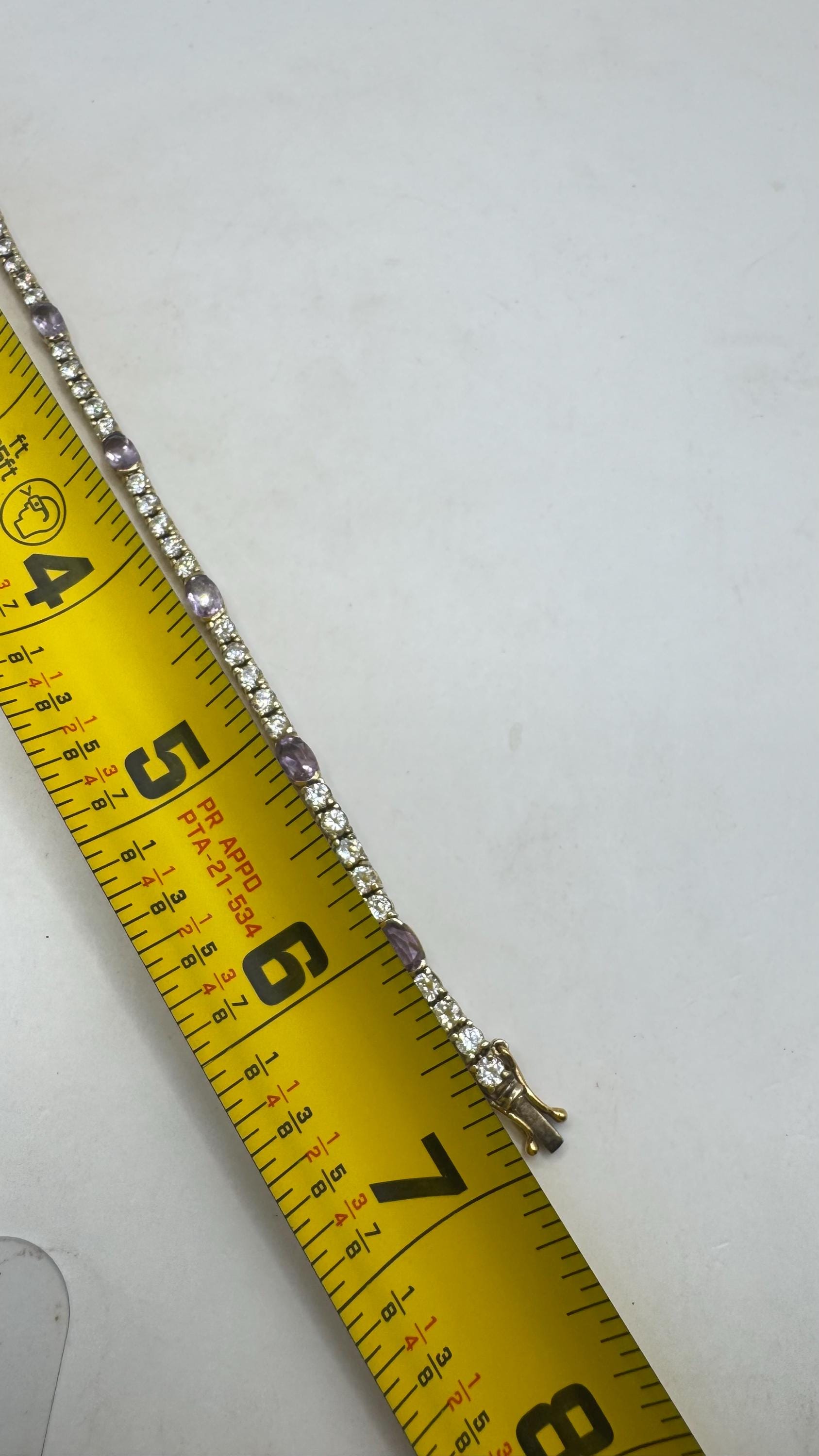 Vintage Purple Amethyst Tennis Bracelet in Gold 925 Sterling Silver