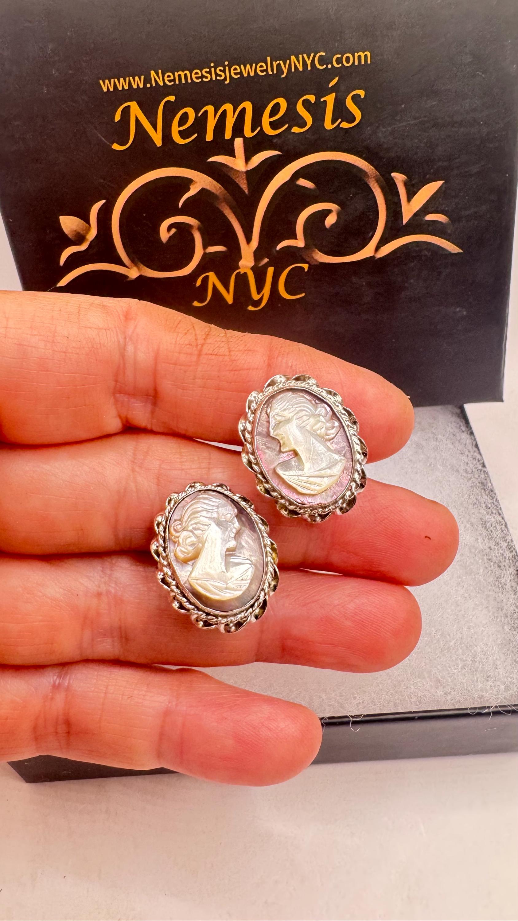 Vintage Gold Filled Cameo Heart Earrings