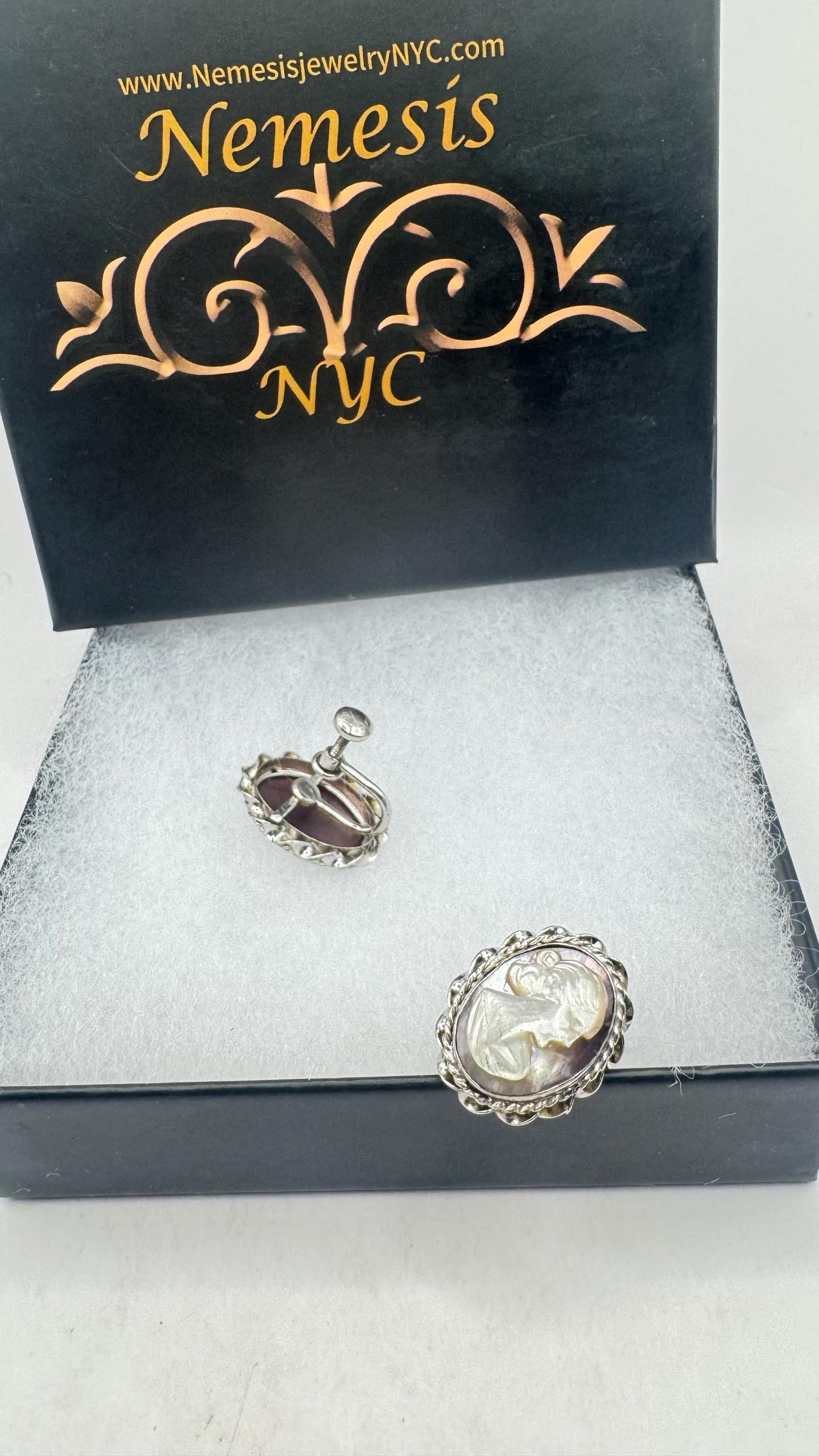 Vintage Gold Filled Cameo Heart Earrings