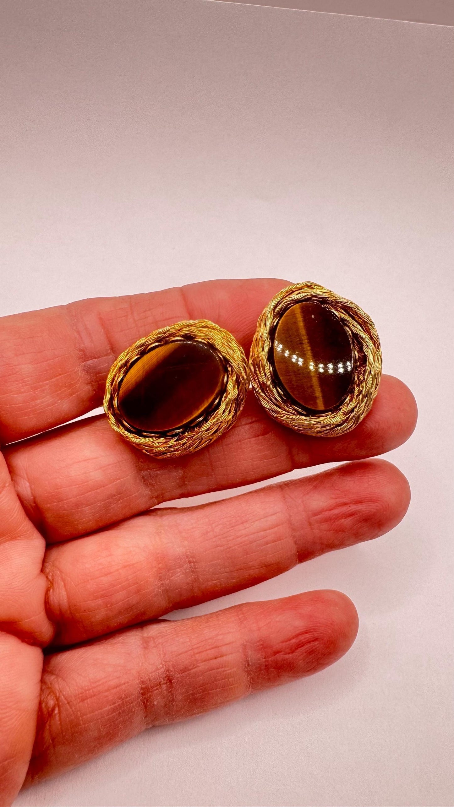 Vintage deco, gold tigers eye cufflinks Cuff Links