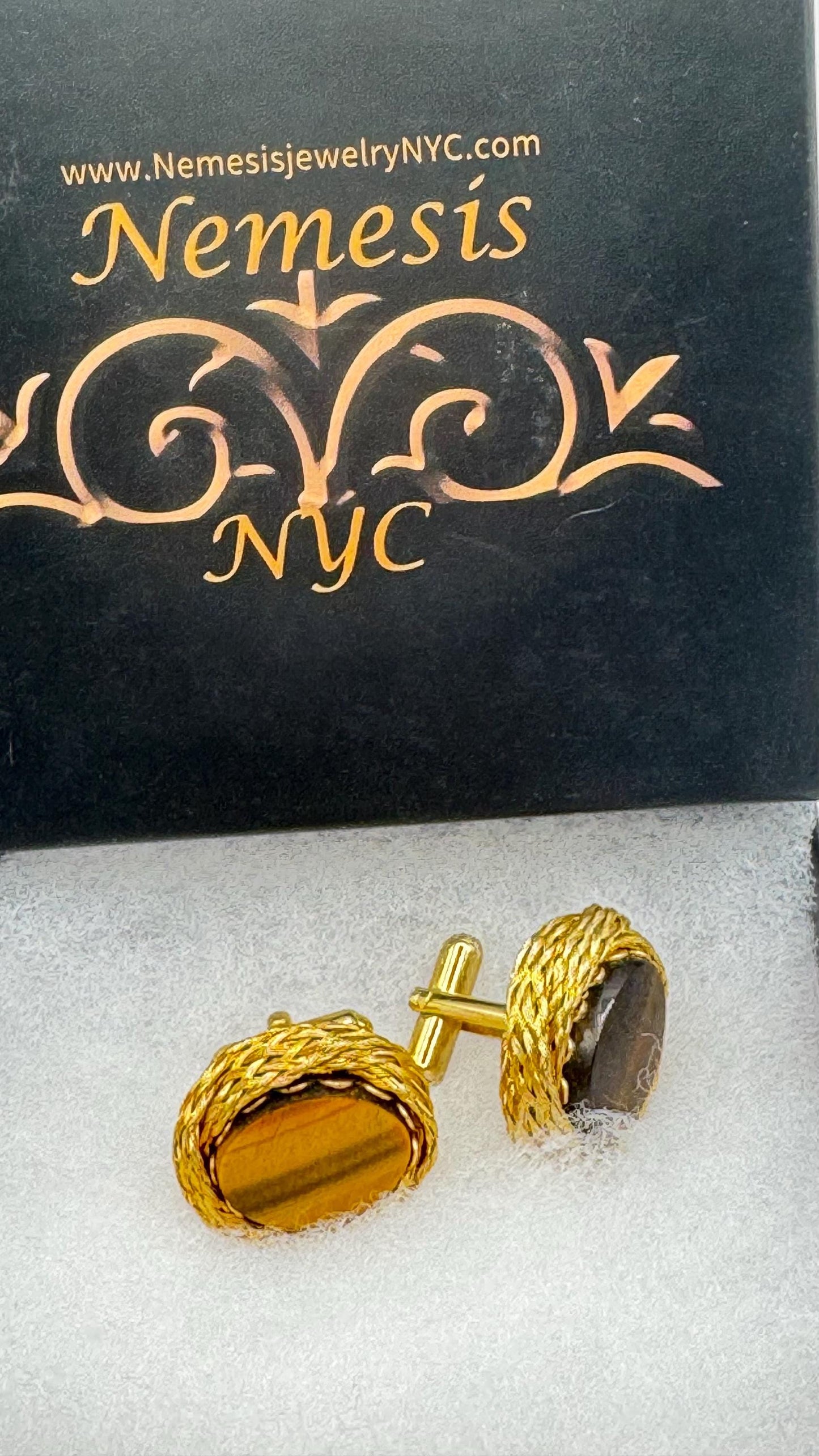 Vintage deco, gold tigers eye cufflinks Cuff Links