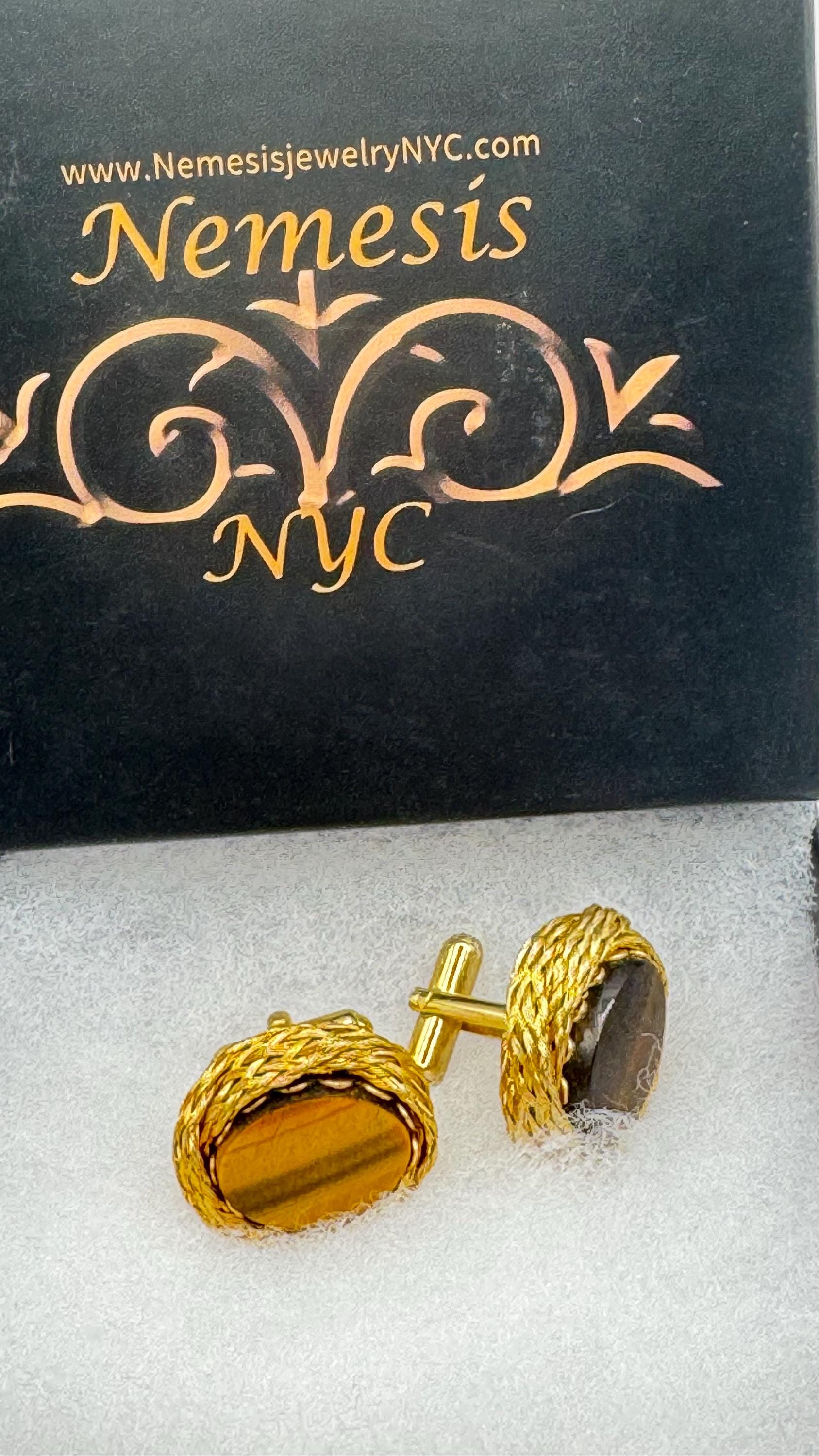 Vintage deco, gold tigers eye cufflinks Cuff Links