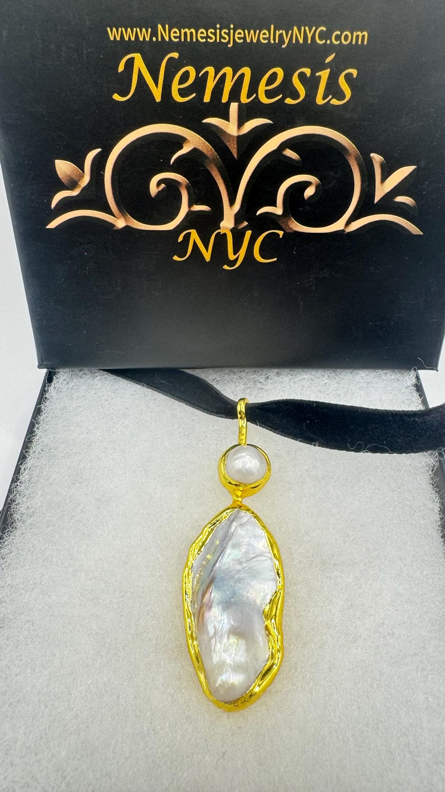 Vintage White Biwa Pearl Gold 925 Sterling Silver Choker Necklace