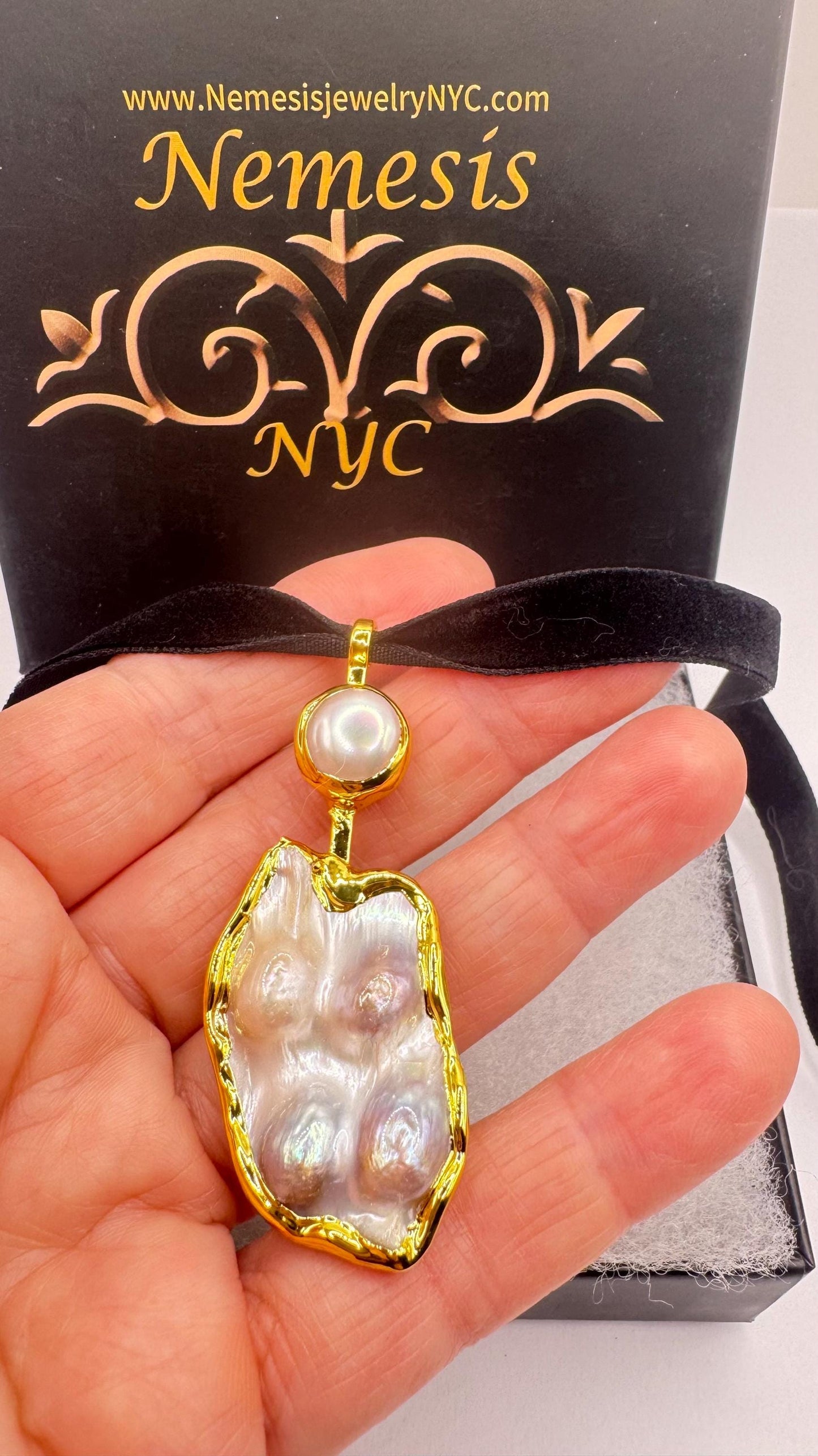 Vintage White Biwa Pearl Gold 925 Sterling Silver Choker Necklace