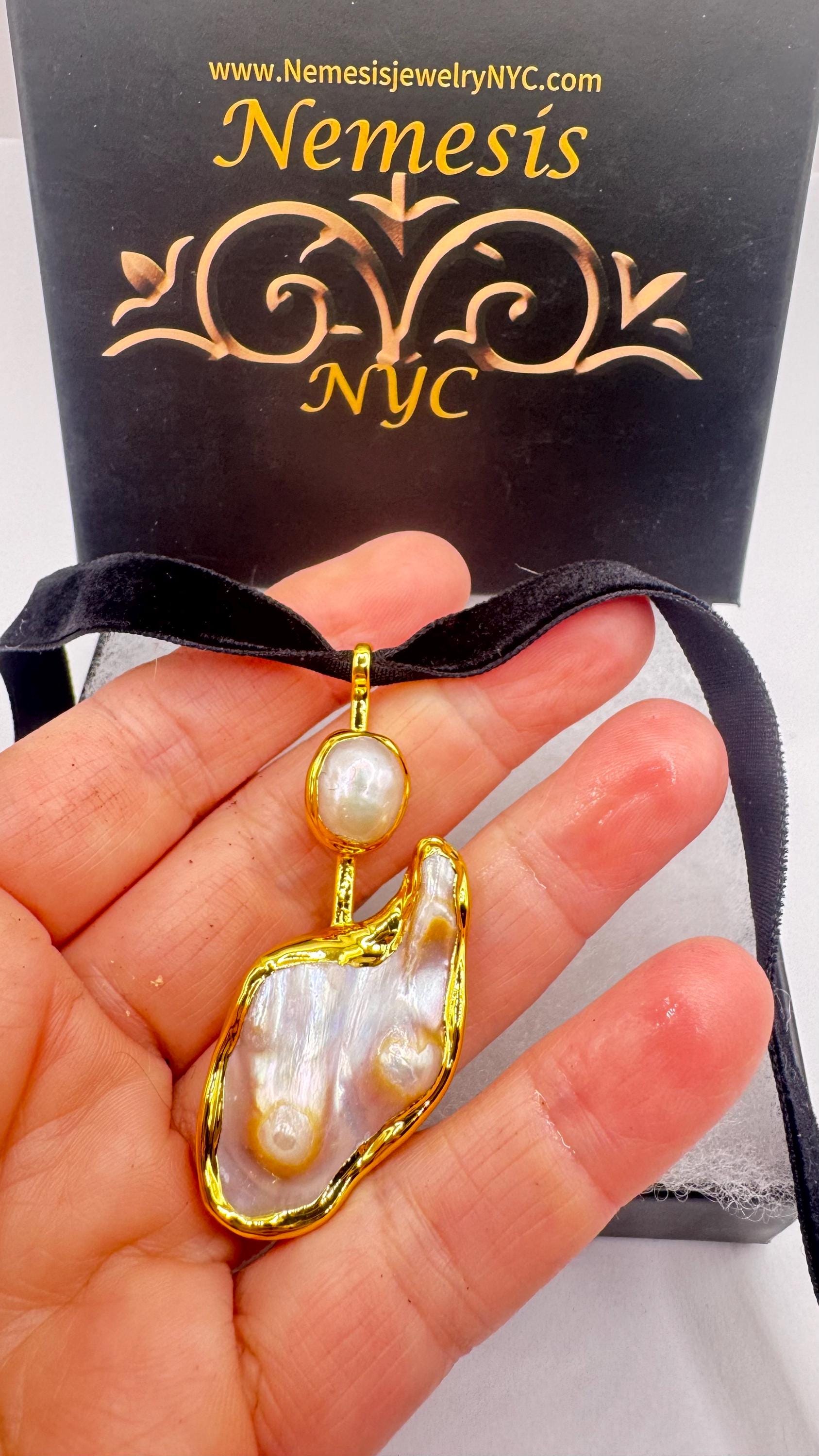 Vintage White Biwa Pearl Gold 925 Sterling Silver Choker Necklace