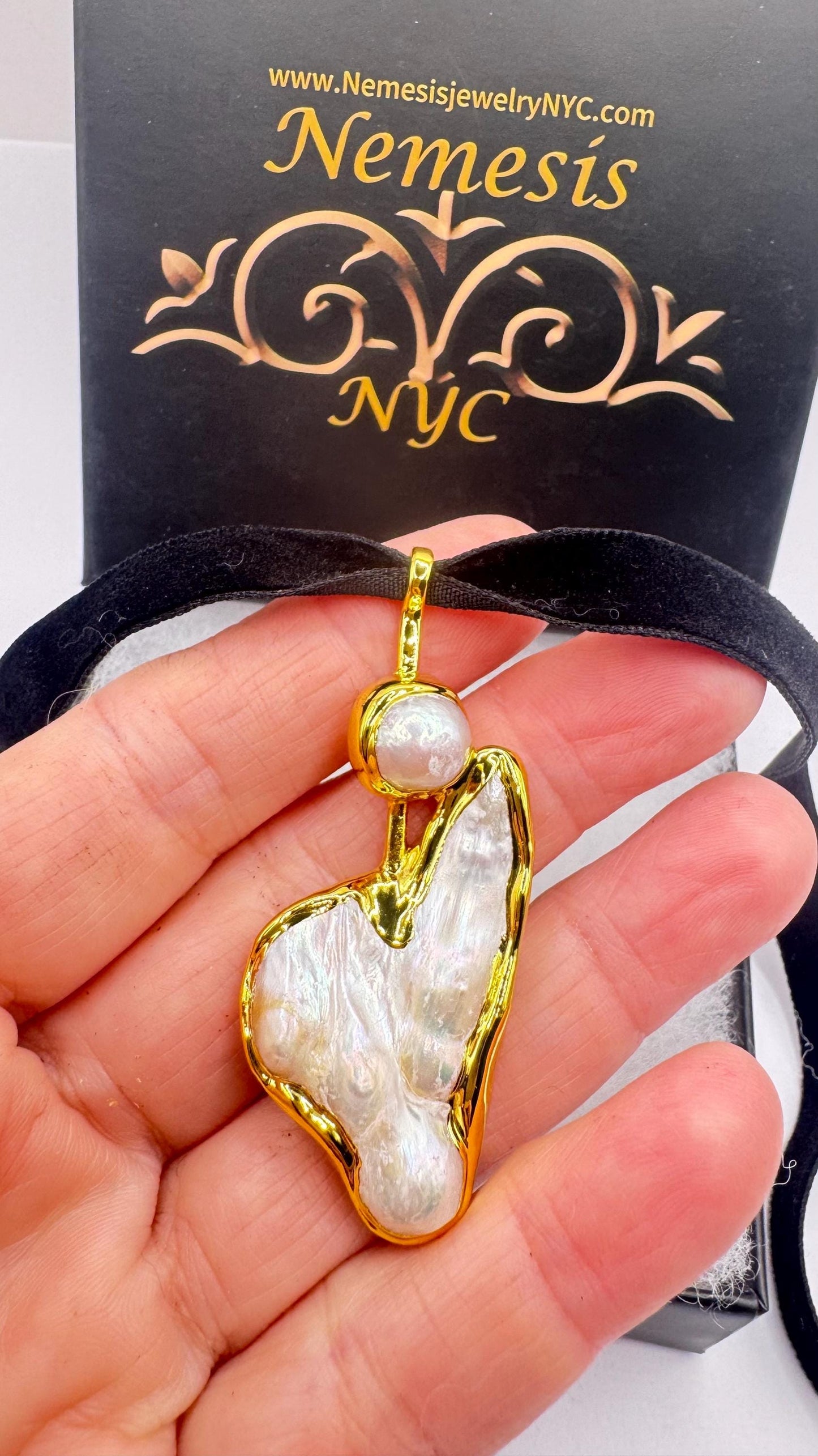 Vintage White Biwa Pearl Gold 925 Sterling Silver Choker Necklace