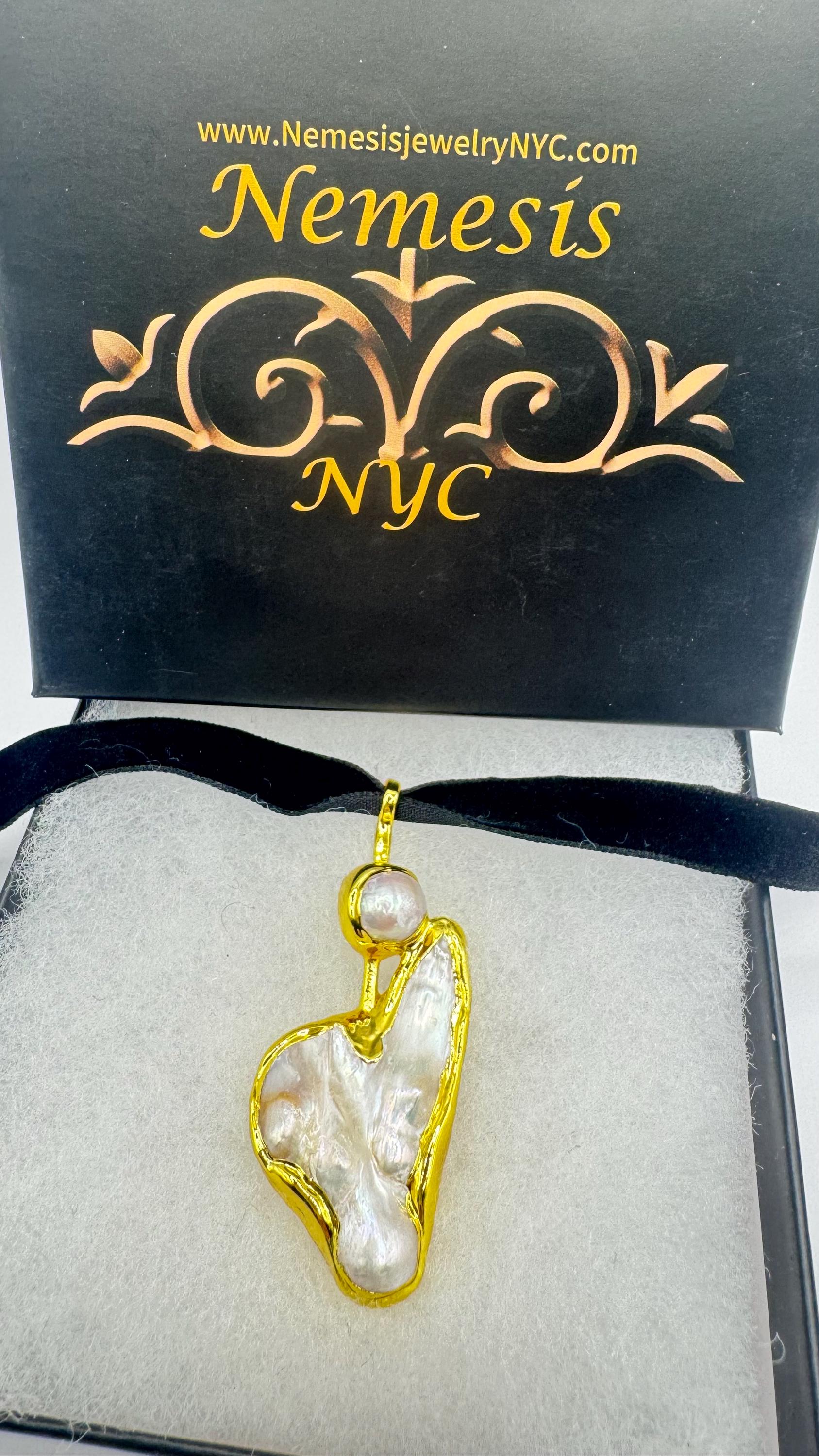 Vintage White Biwa Pearl Gold 925 Sterling Silver Choker Necklace