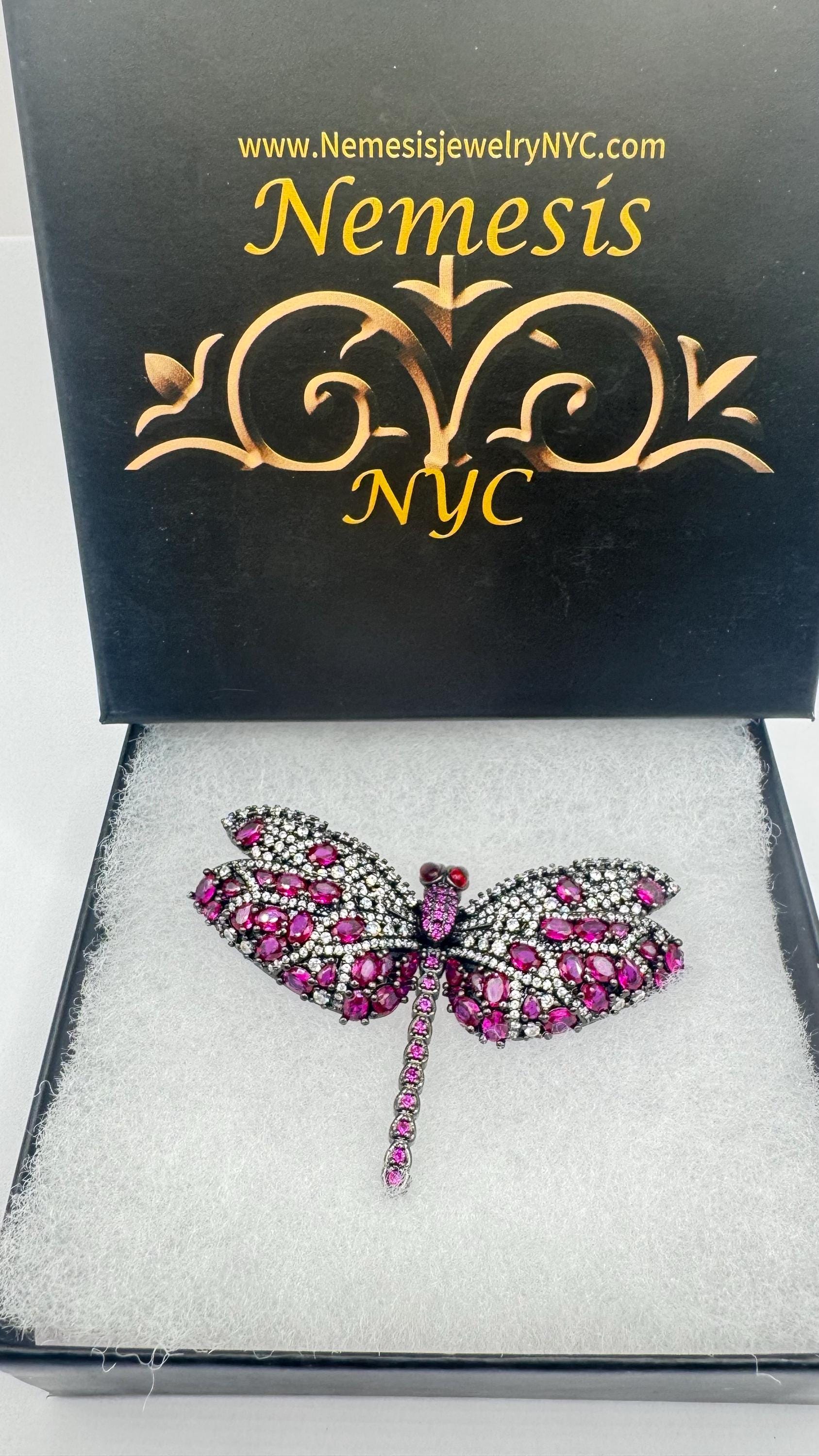 Vintage Red Crystal Gothic Styled Silver Finished Butterfly Choker Necklace Broach
