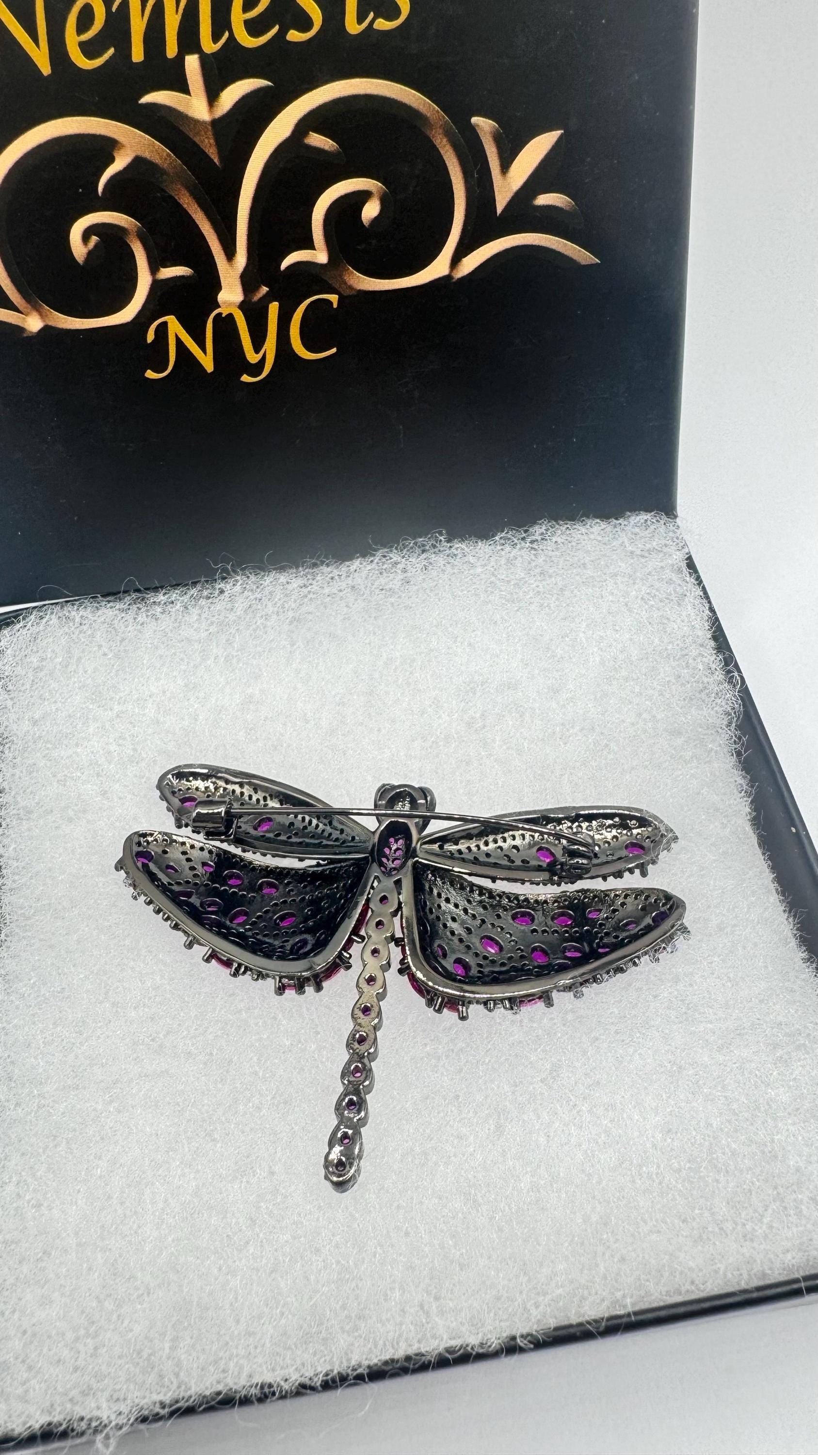 Vintage Red Crystal Gothic Styled Silver Finished Butterfly Choker Necklace Broach