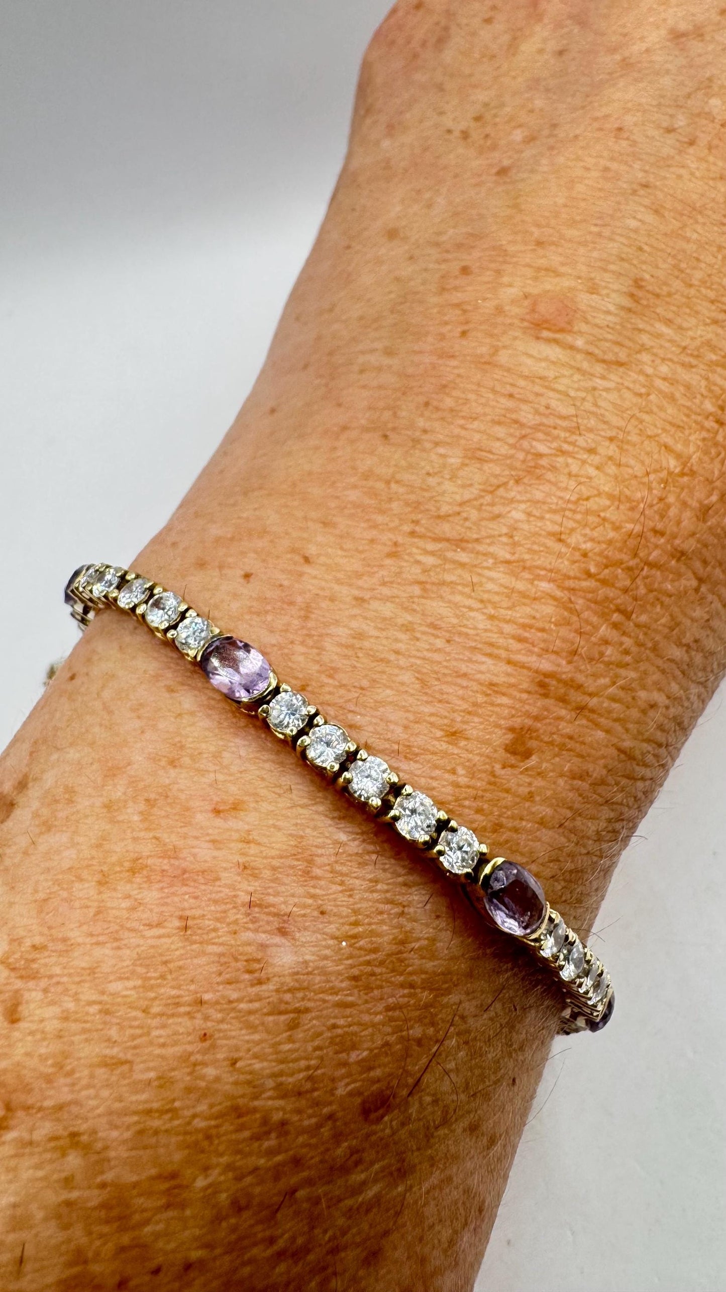 Vintage Purple Amethyst Tennis Bracelet in Gold 925 Sterling Silver