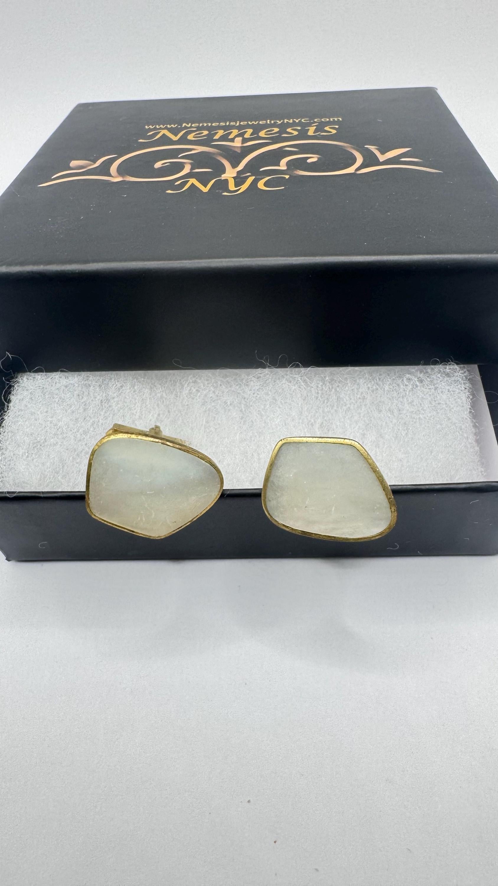 Vintage Golden Mother of Pearl Cuff Links