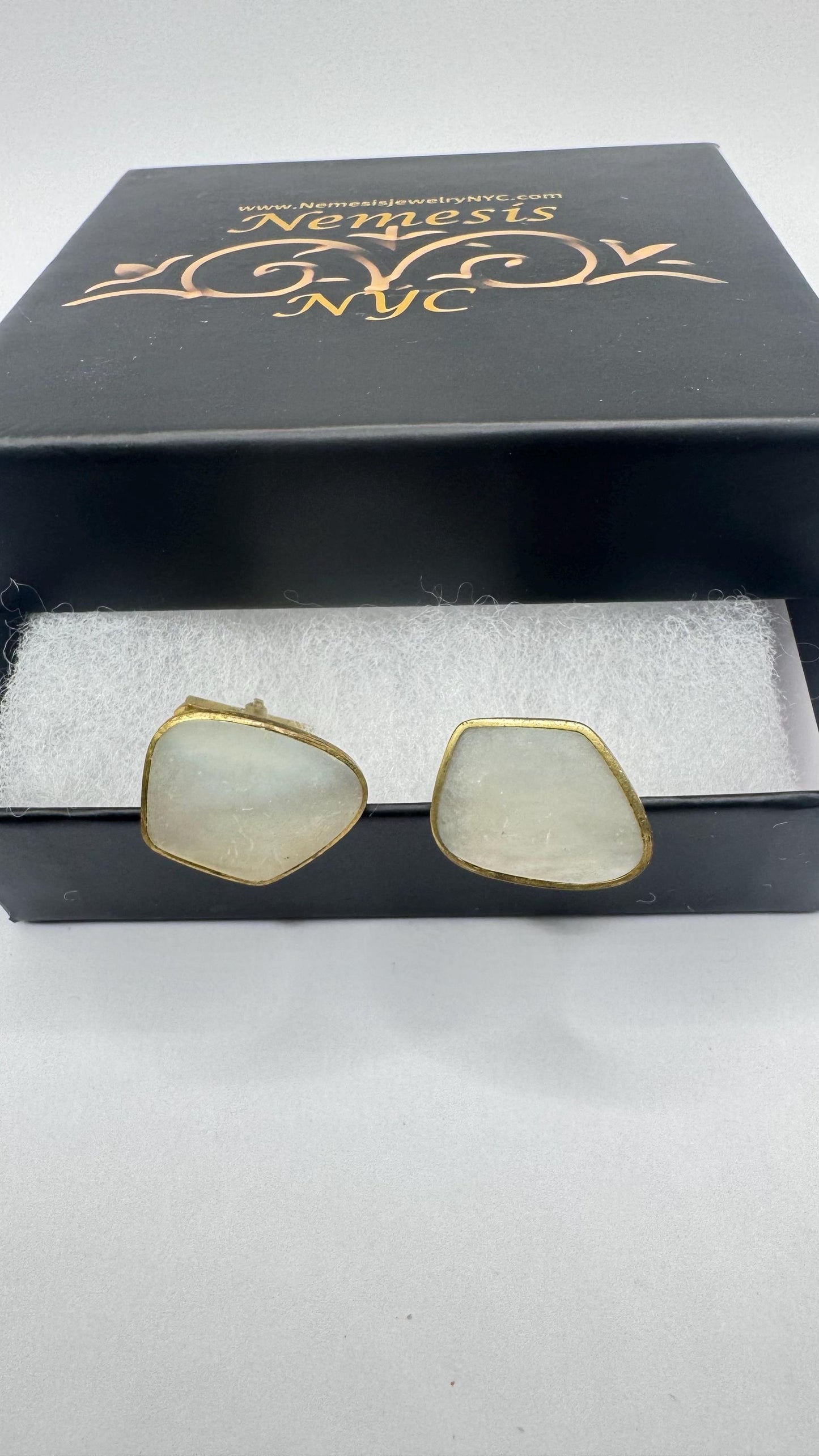 Vintage Golden Mother of Pearl Cuff Links