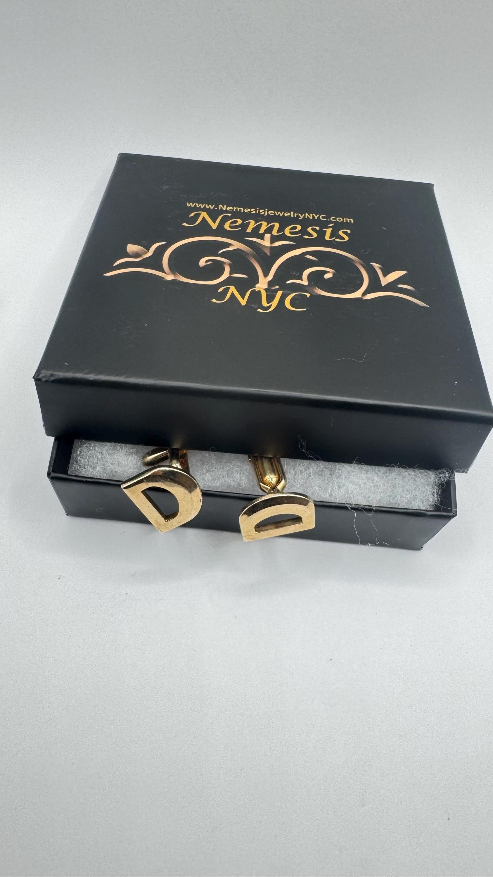 Vintage Golden Monogram D Innitial Cuff Links