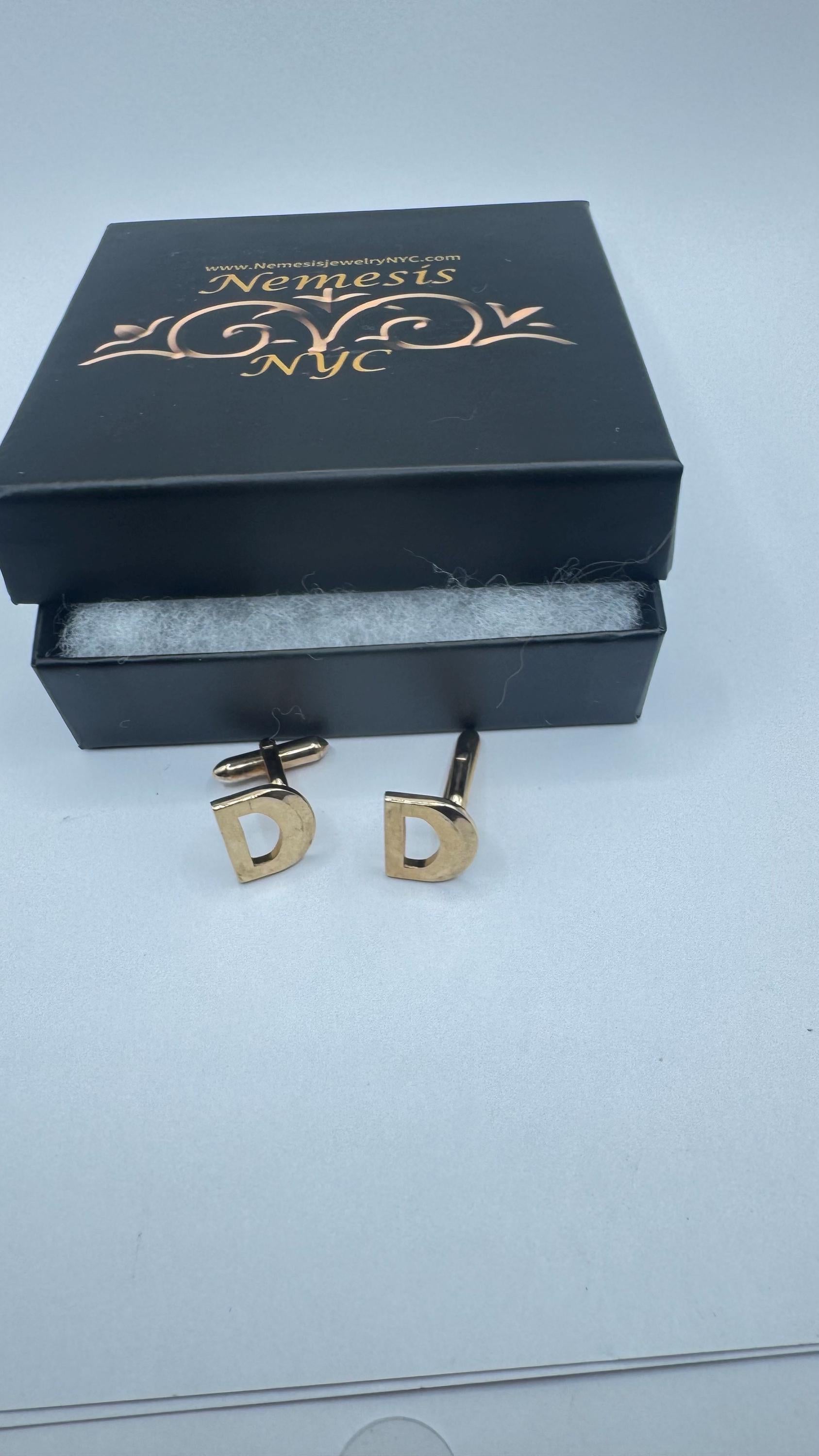 Vintage Golden Monogram D Innitial Cuff Links