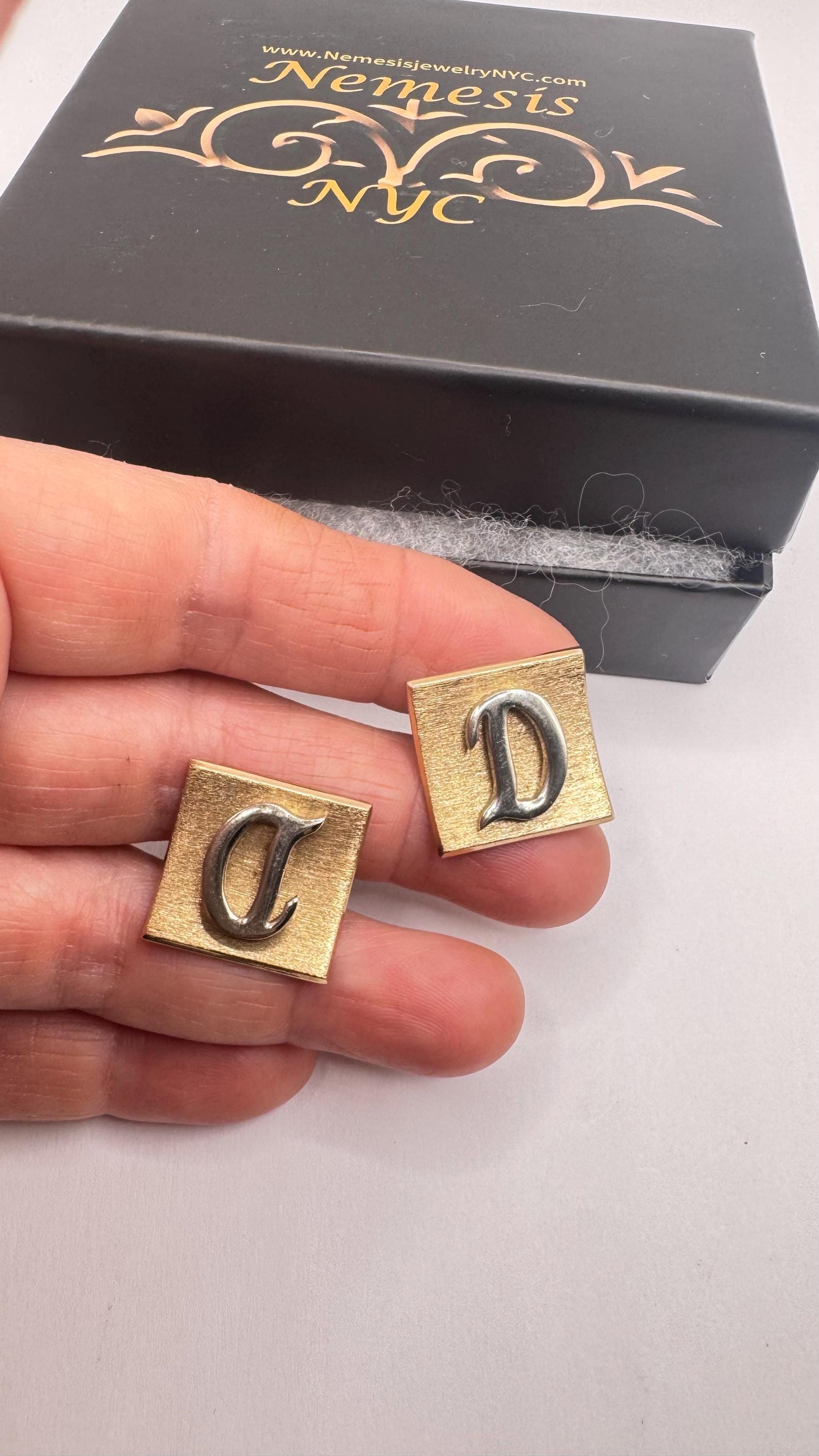 Vintage Golden Monogram D Innitial Cuff Links