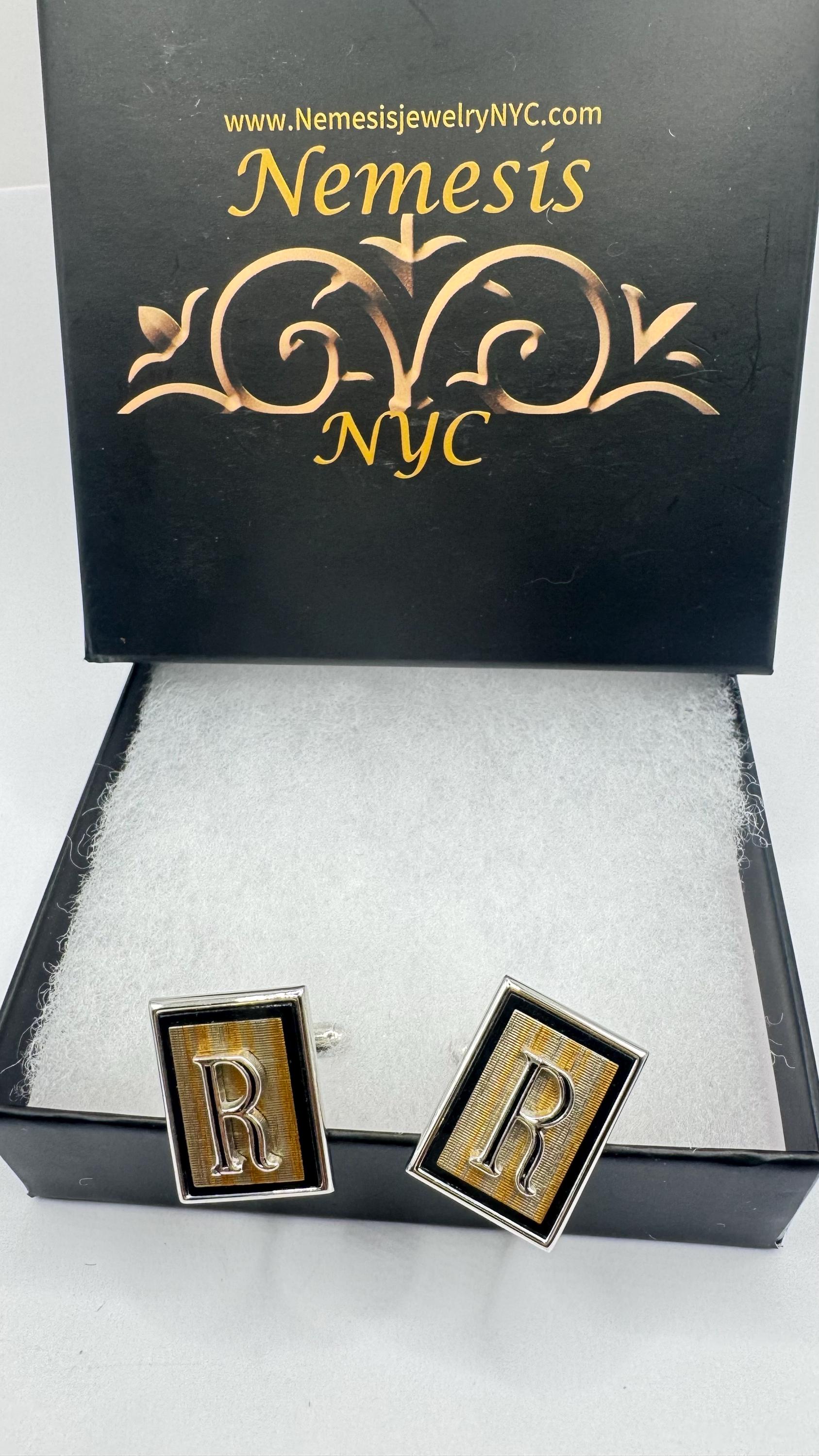 Vintage Golden Monogram R Innitial Cuff Links