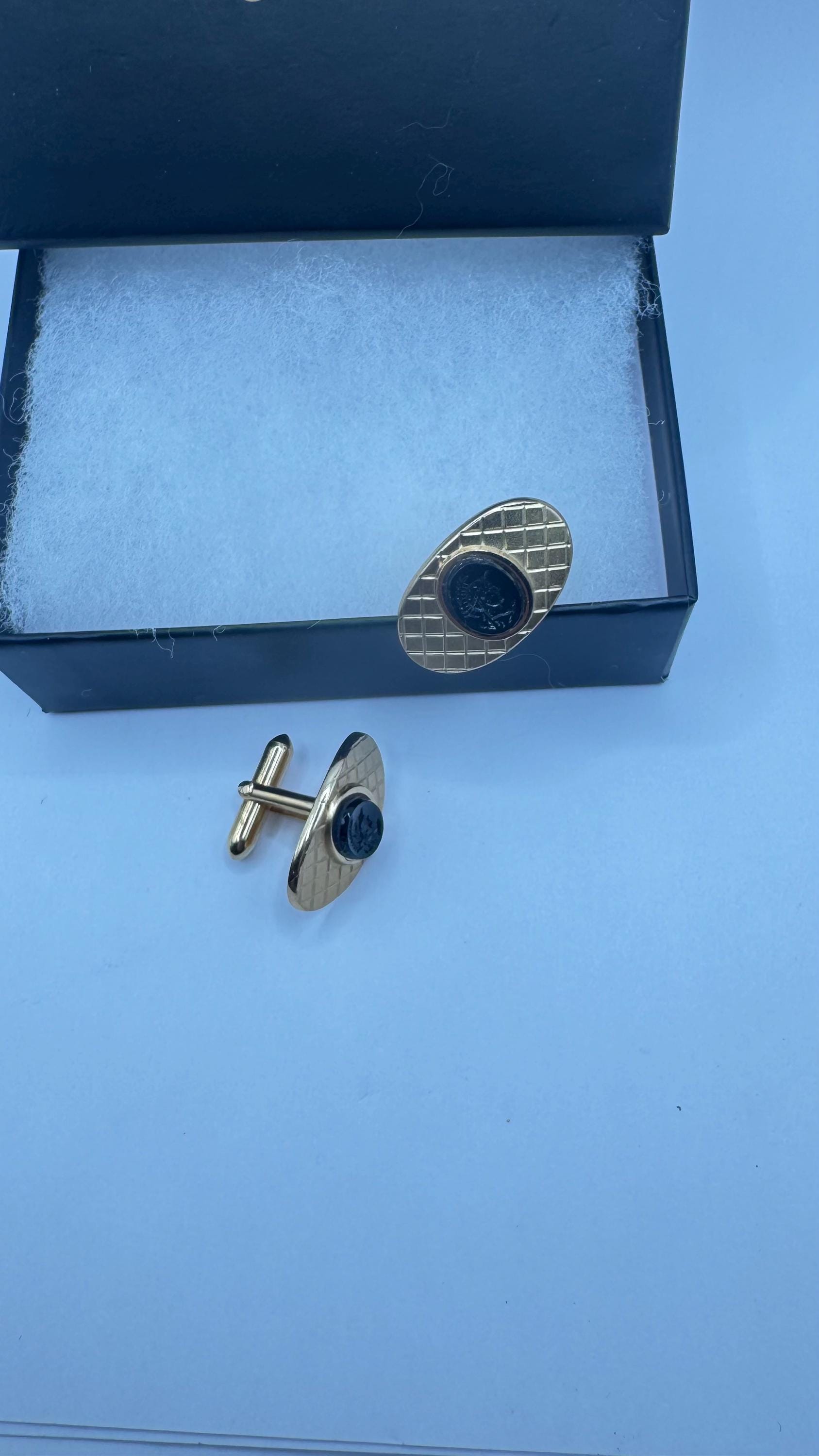 Vintage Golden Cuff Links Hemetite Roman Itaglios