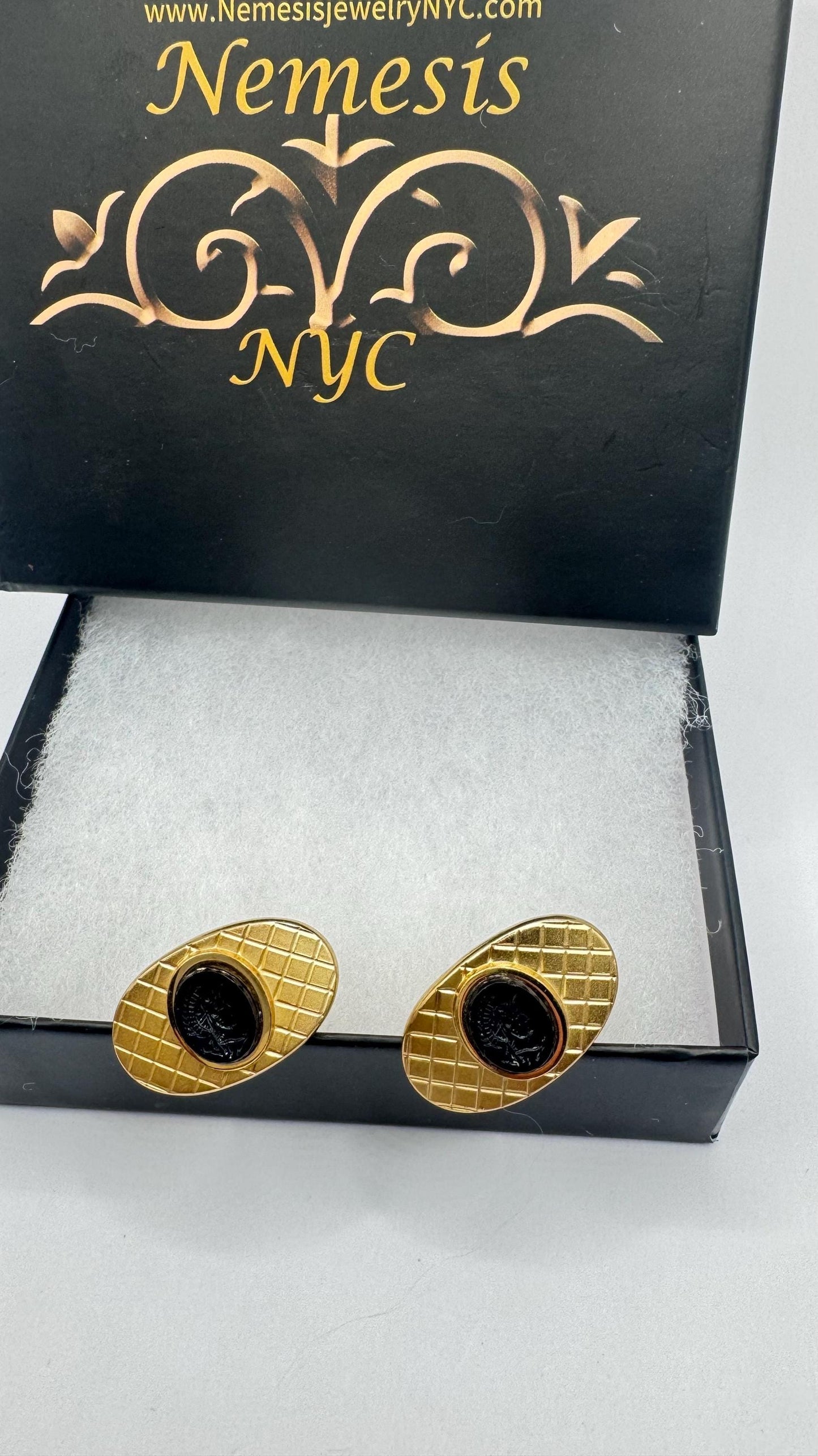 Vintage Golden Cuff Links Hemetite Roman Itaglios