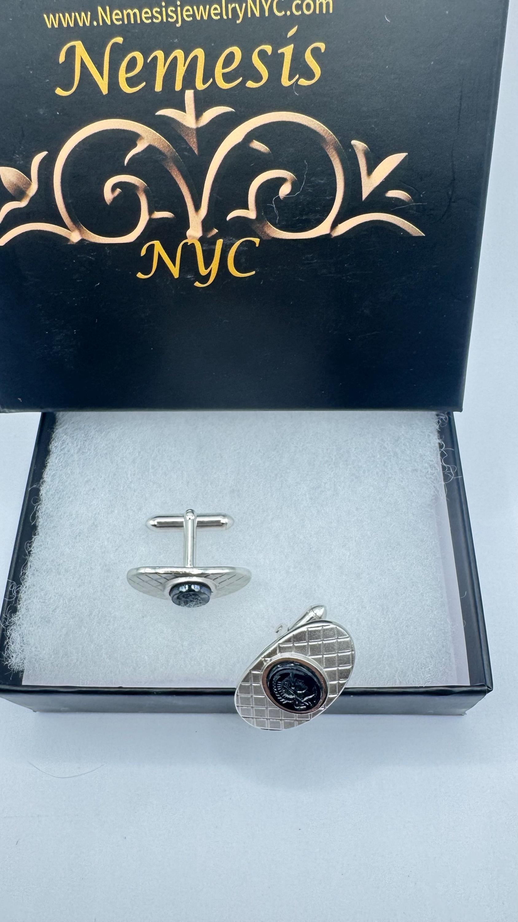 Vintage Silver Cuff Links Hemetite Roman Itaglios