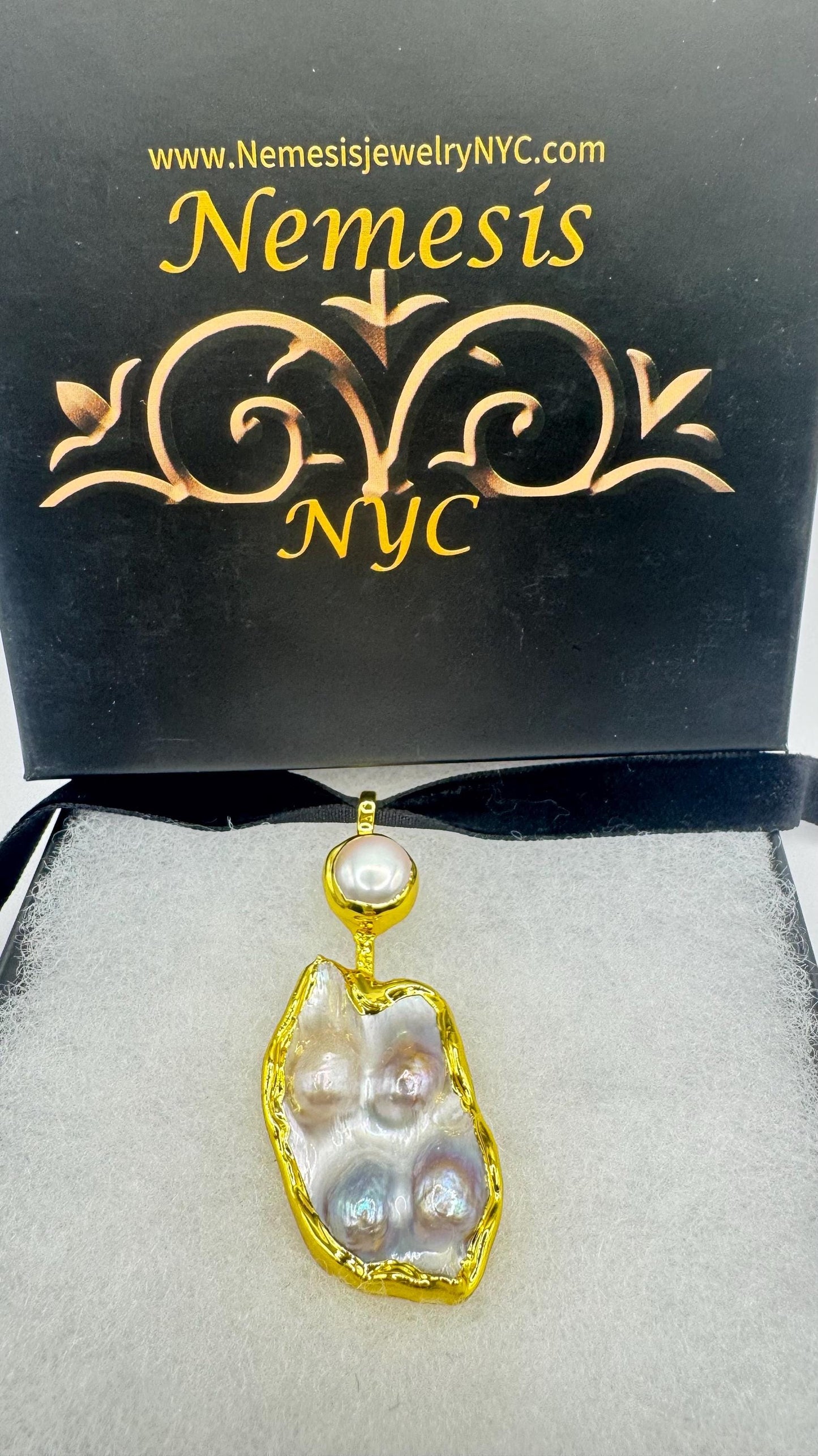 Vintage White Biwa Pearl Gold 925 Sterling Silver Choker Necklace