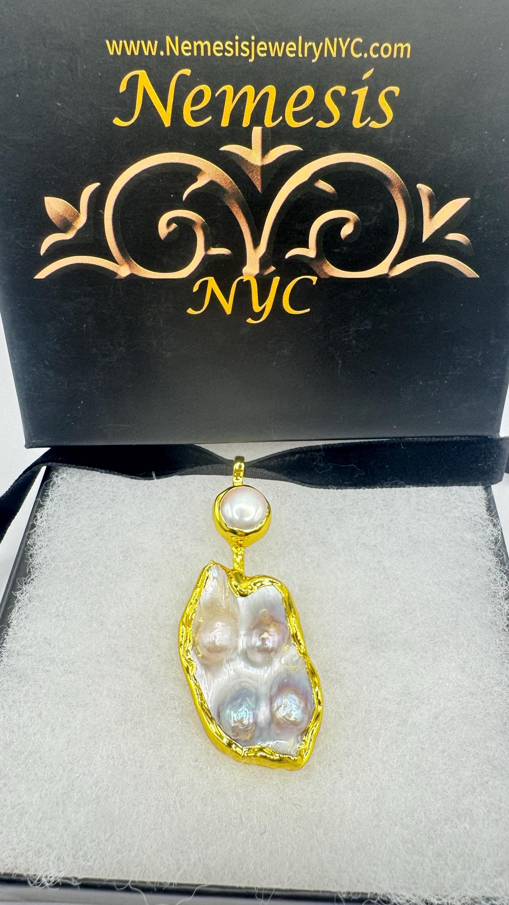 Vintage White Biwa Pearl Gold 925 Sterling Silver Choker Necklace