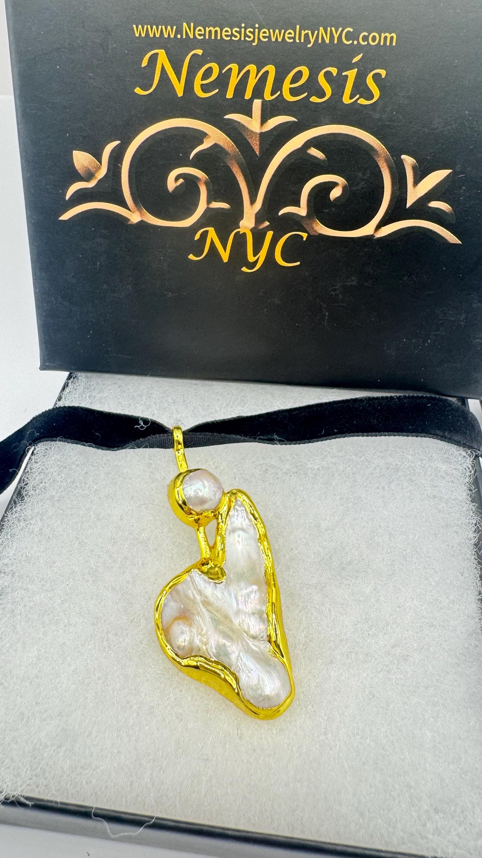 Vintage White Biwa Pearl Gold 925 Sterling Silver Choker Necklace