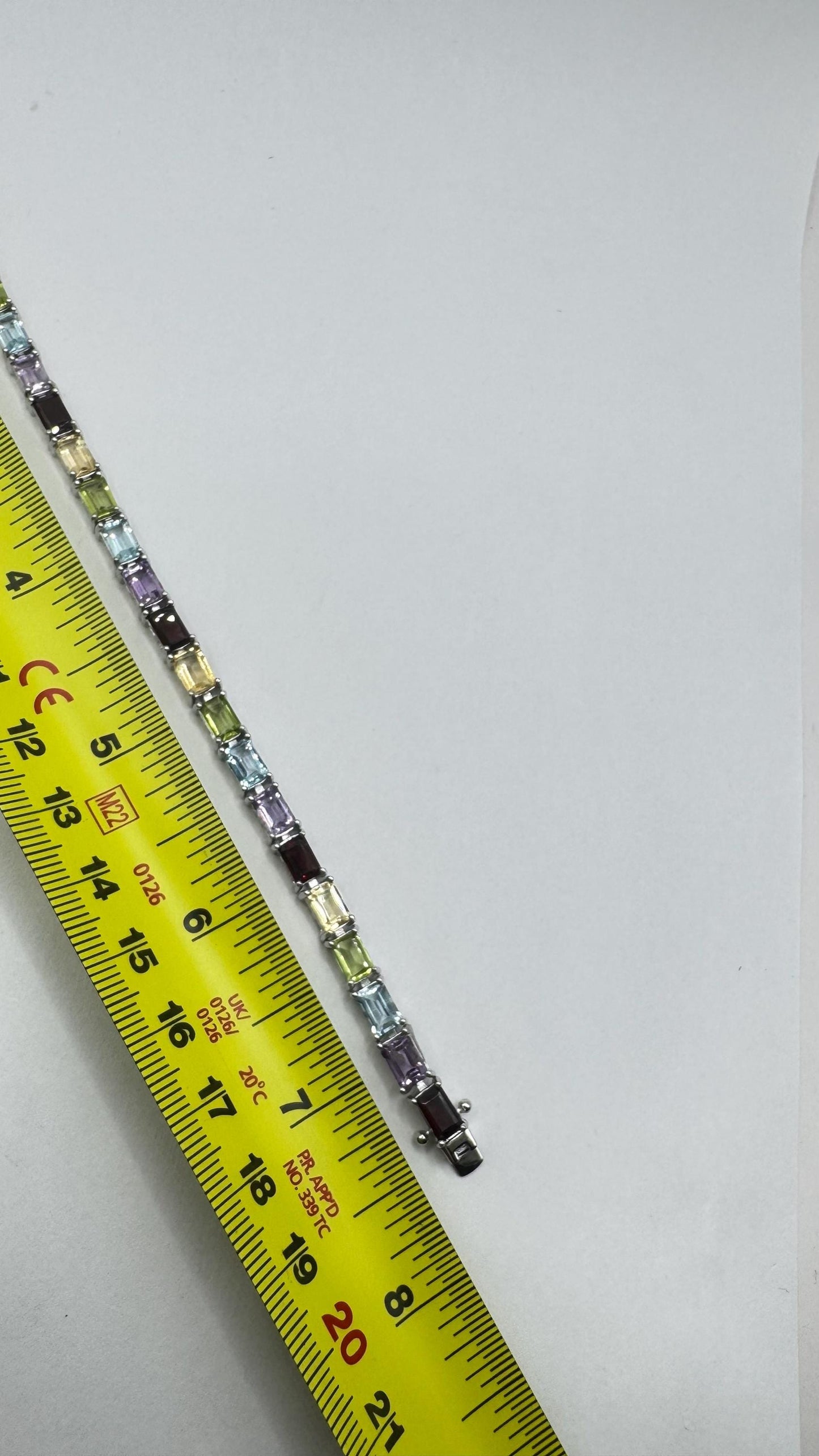 Handmade Genuine Mixed Gemstone 925 Sterling Silver Tennis Bracelet