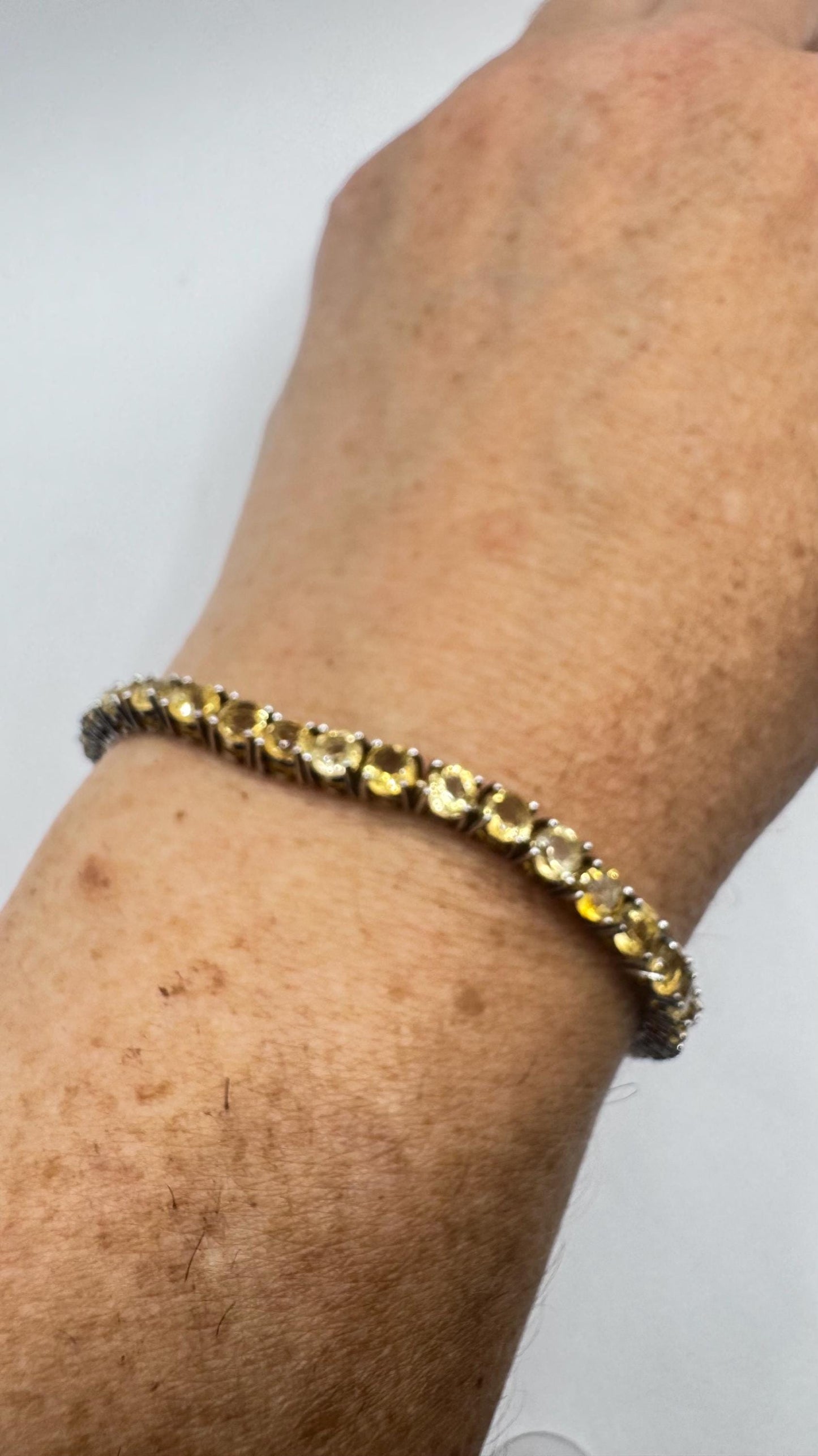 Vintage Gold Citrine Tennis Bracelet in 925 Sterling Silver