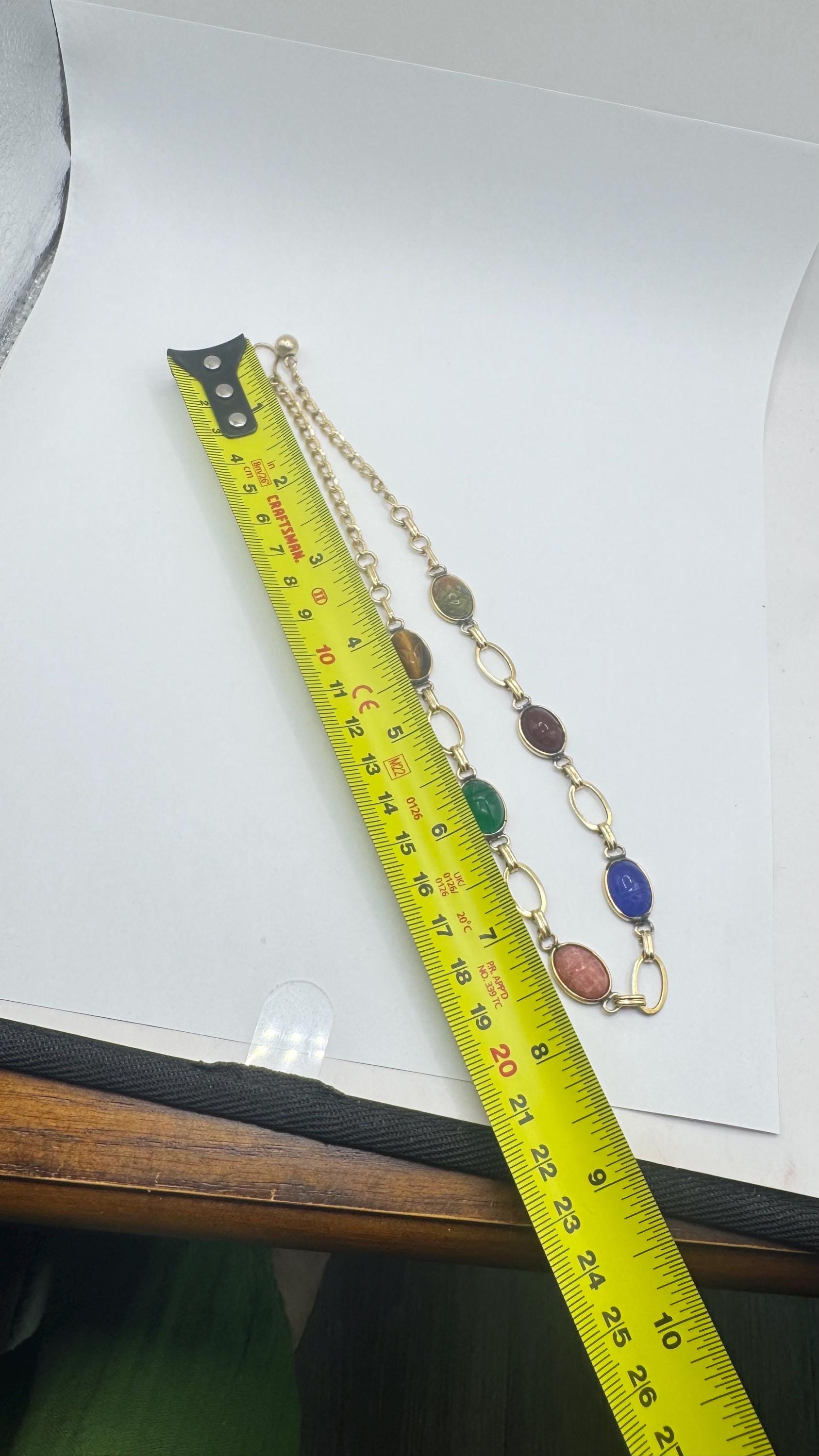 Vintage Green Jade Mixed Stone scarab Yellow 12k Gold Fill Necklace