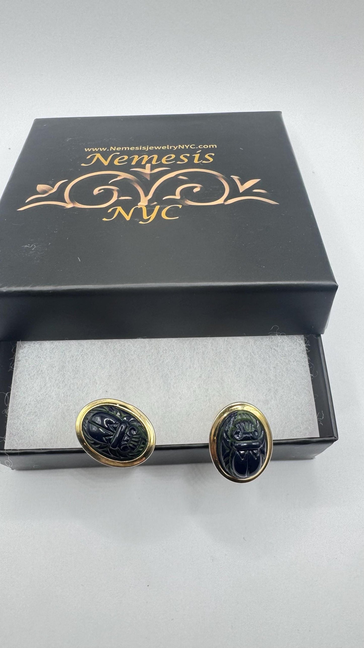 Vintage Green Scarab Cuff Links