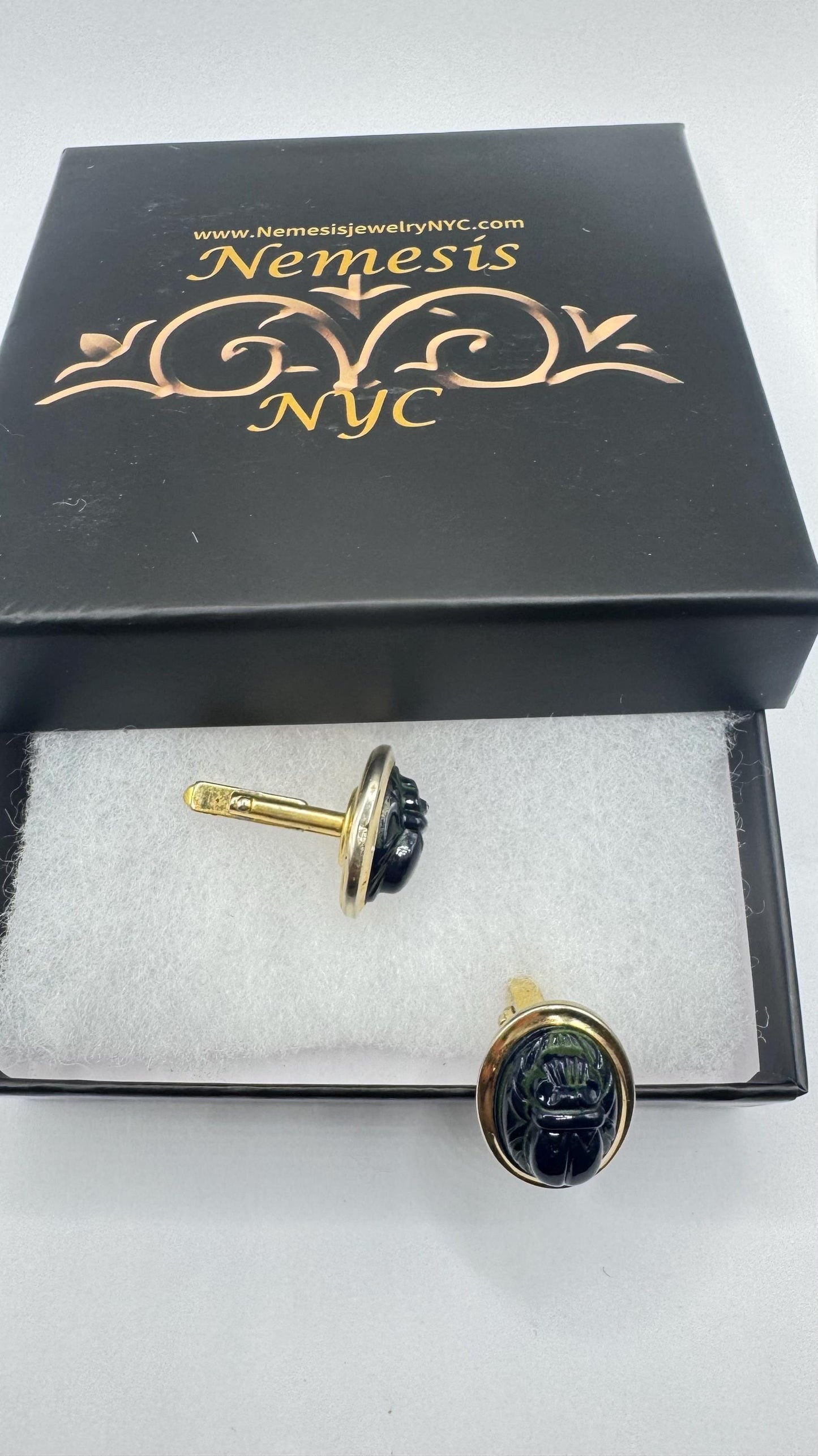 Vintage Green Scarab Cuff Links
