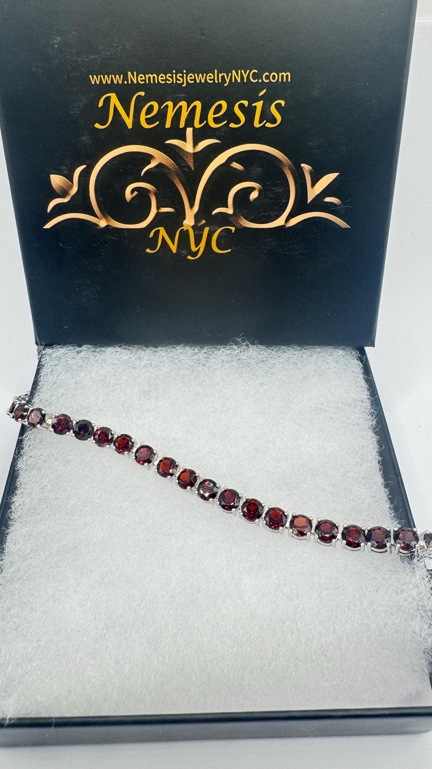 Vintage Bohemian Red Garnet Bracelet 925 Sterling Silver