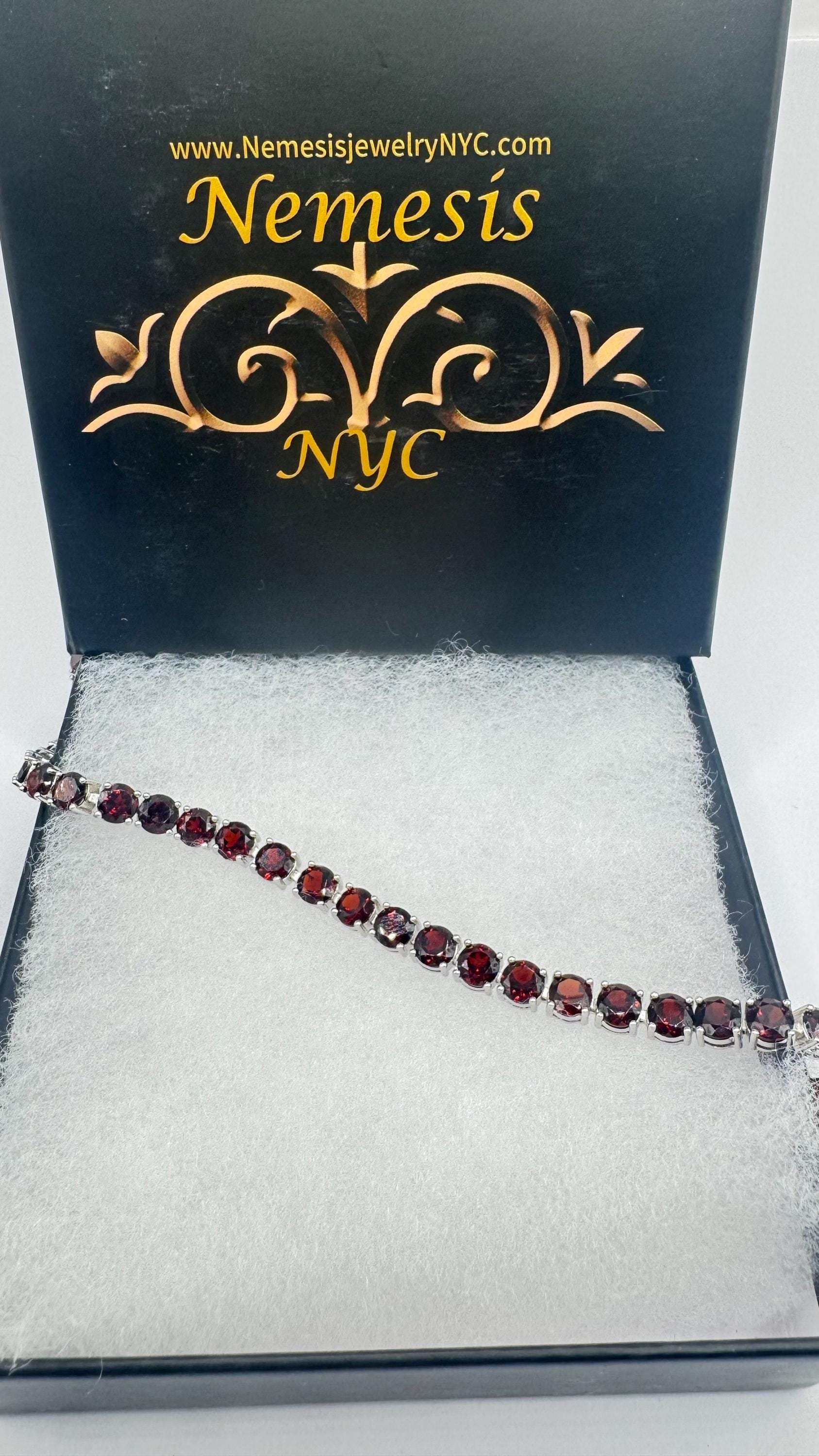 Vintage Bohemian Red Garnet Bracelet 925 Sterling Silver