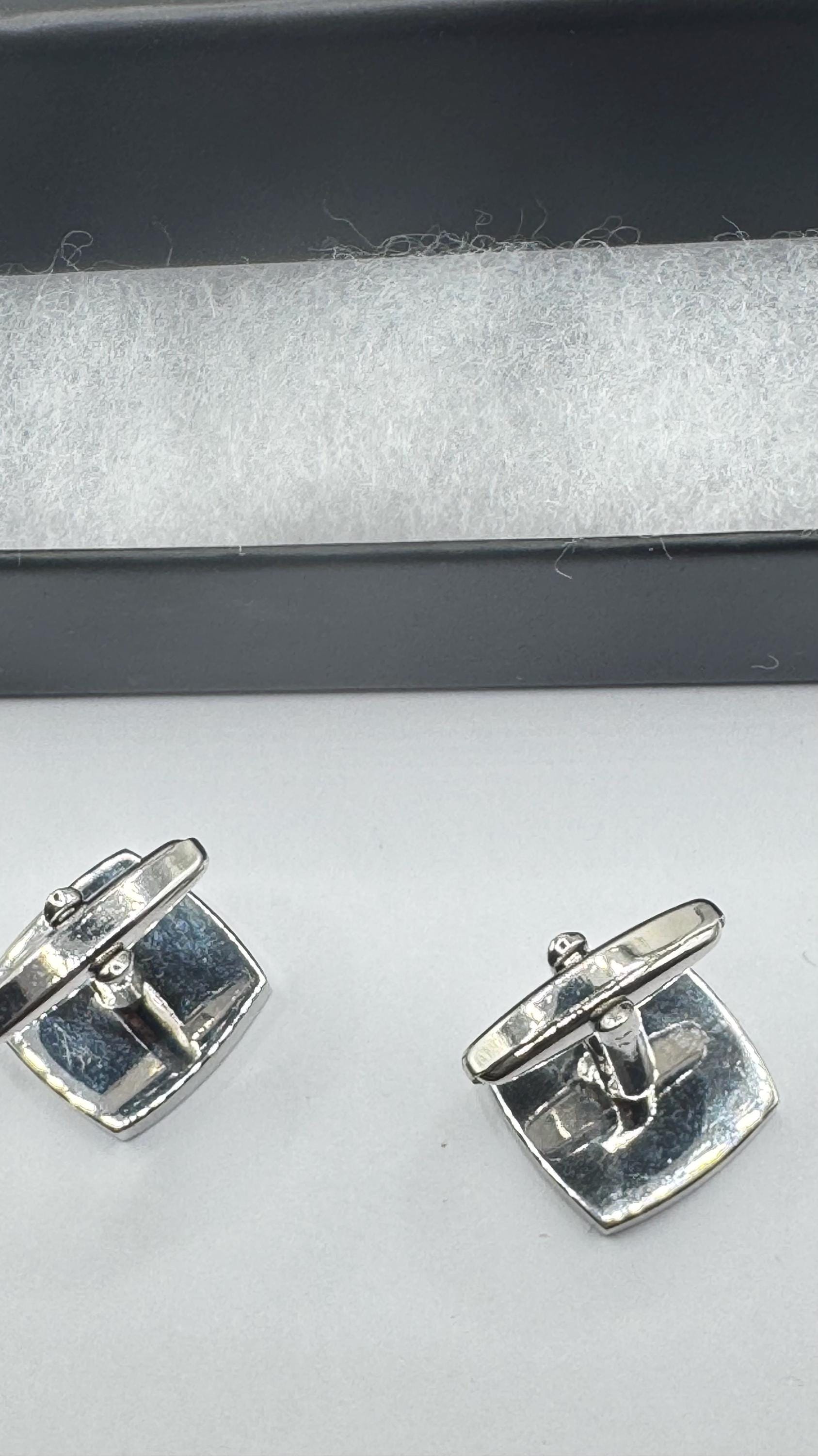 Vintage Green Abalone Silver Cuff Links