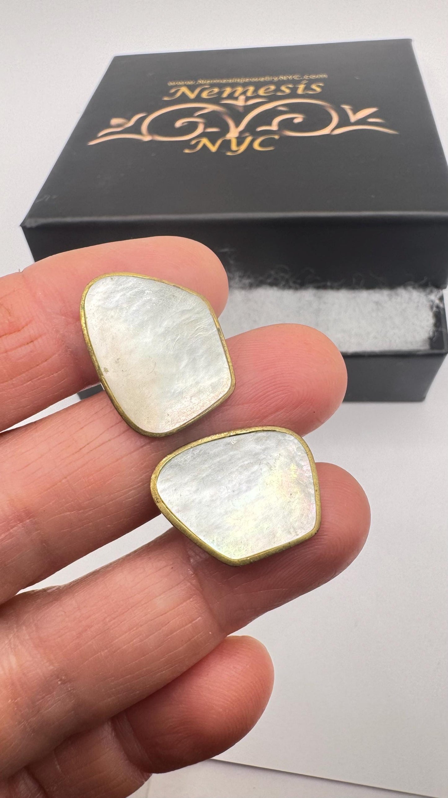 Vintage Golden Mother of Pearl Cuff Links