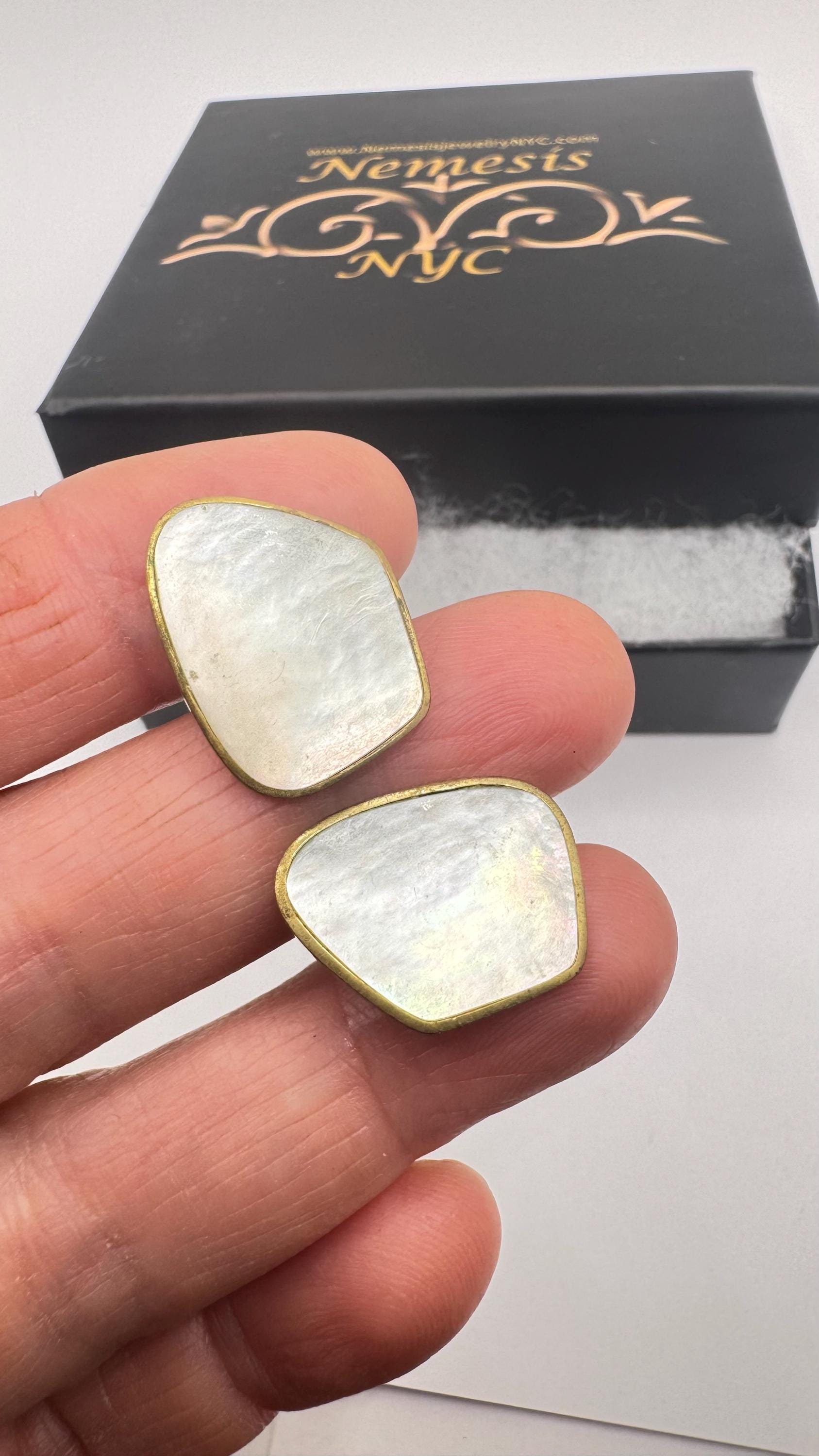 Vintage Golden Mother of Pearl Cuff Links