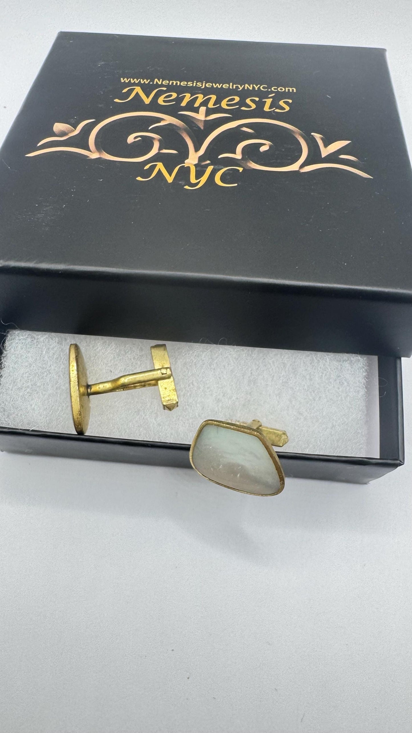 Vintage Golden Mother of Pearl Cuff Links