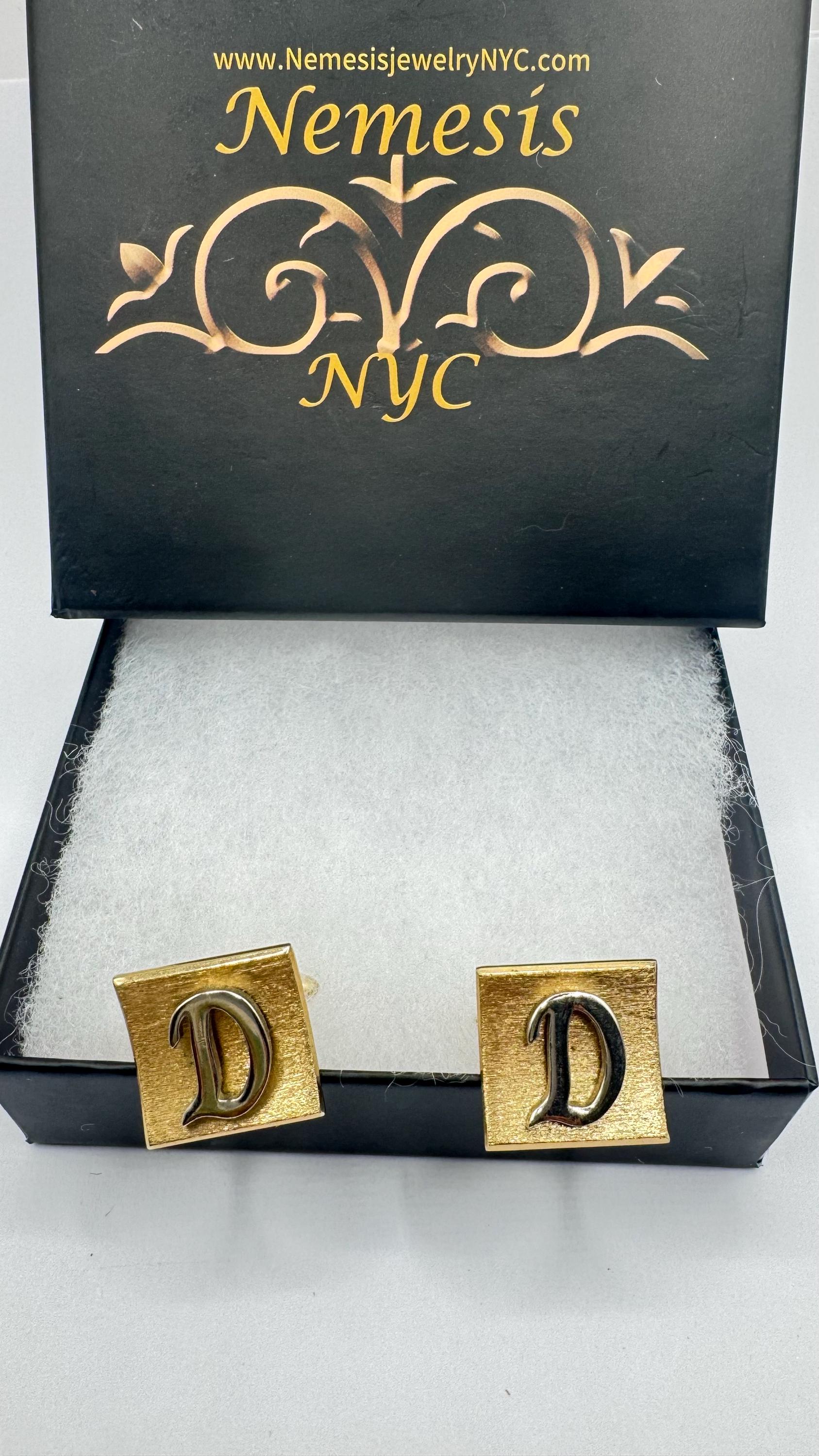 Vintage Golden Monogram D Innitial Cuff Links
